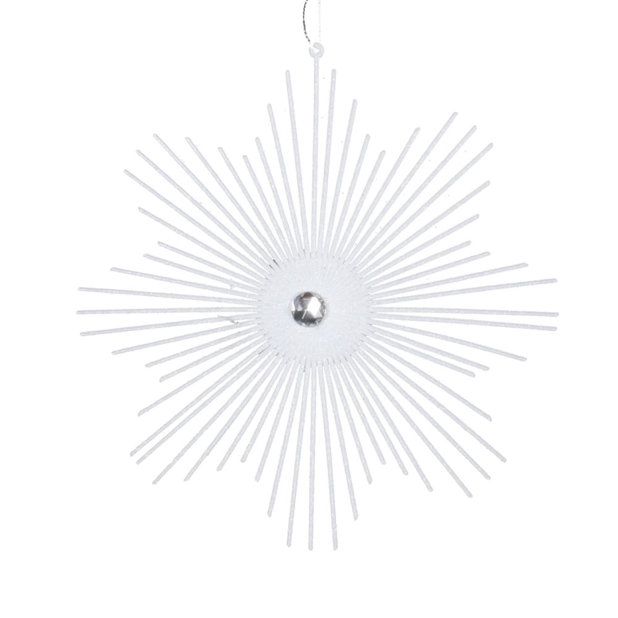 6.5” White Glitt Snowflake Burst 6/Bag