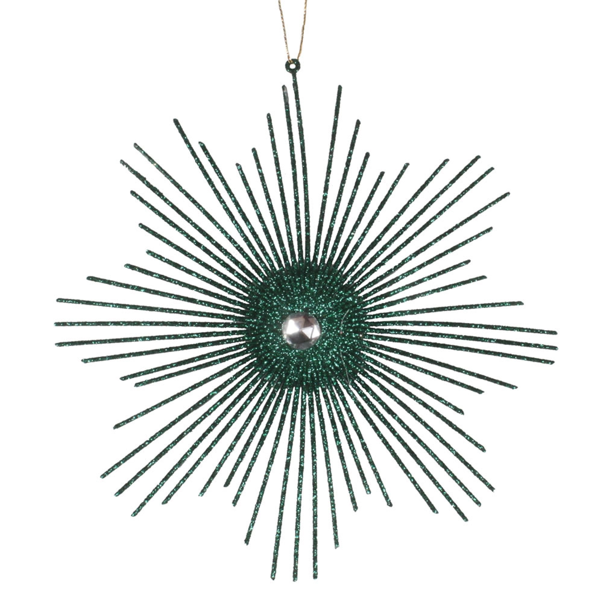 6.5” Emerald Glitt Snowflake Burst 6/Bg