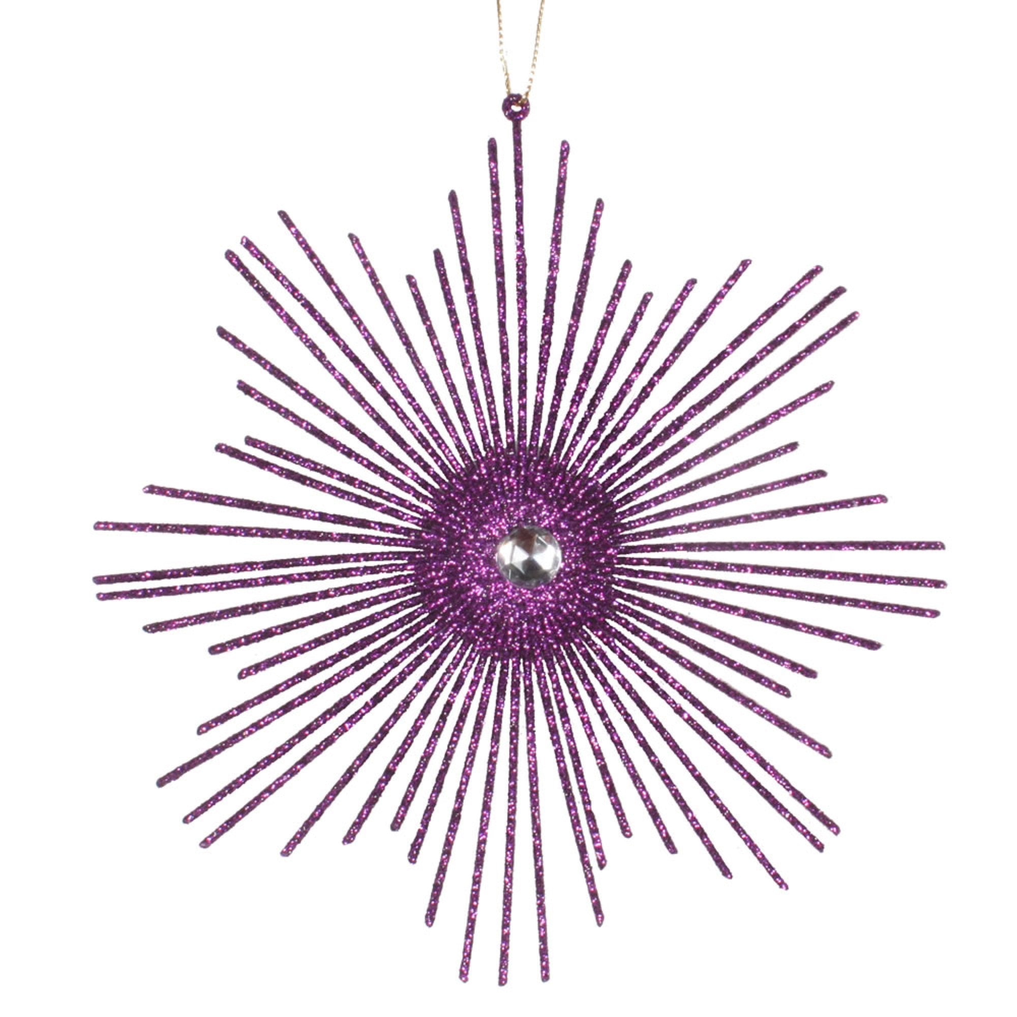 6.5” Plum Glitt Snowflake Burst 6/Bag