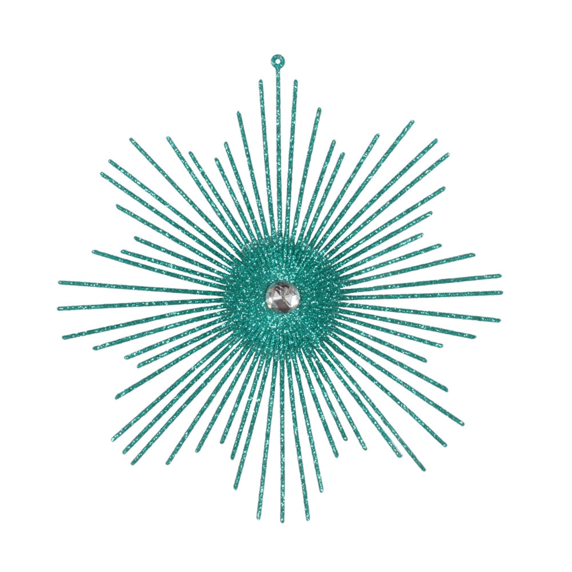 6.5” Teal Glitt Snowflake Burst 6/Bg
