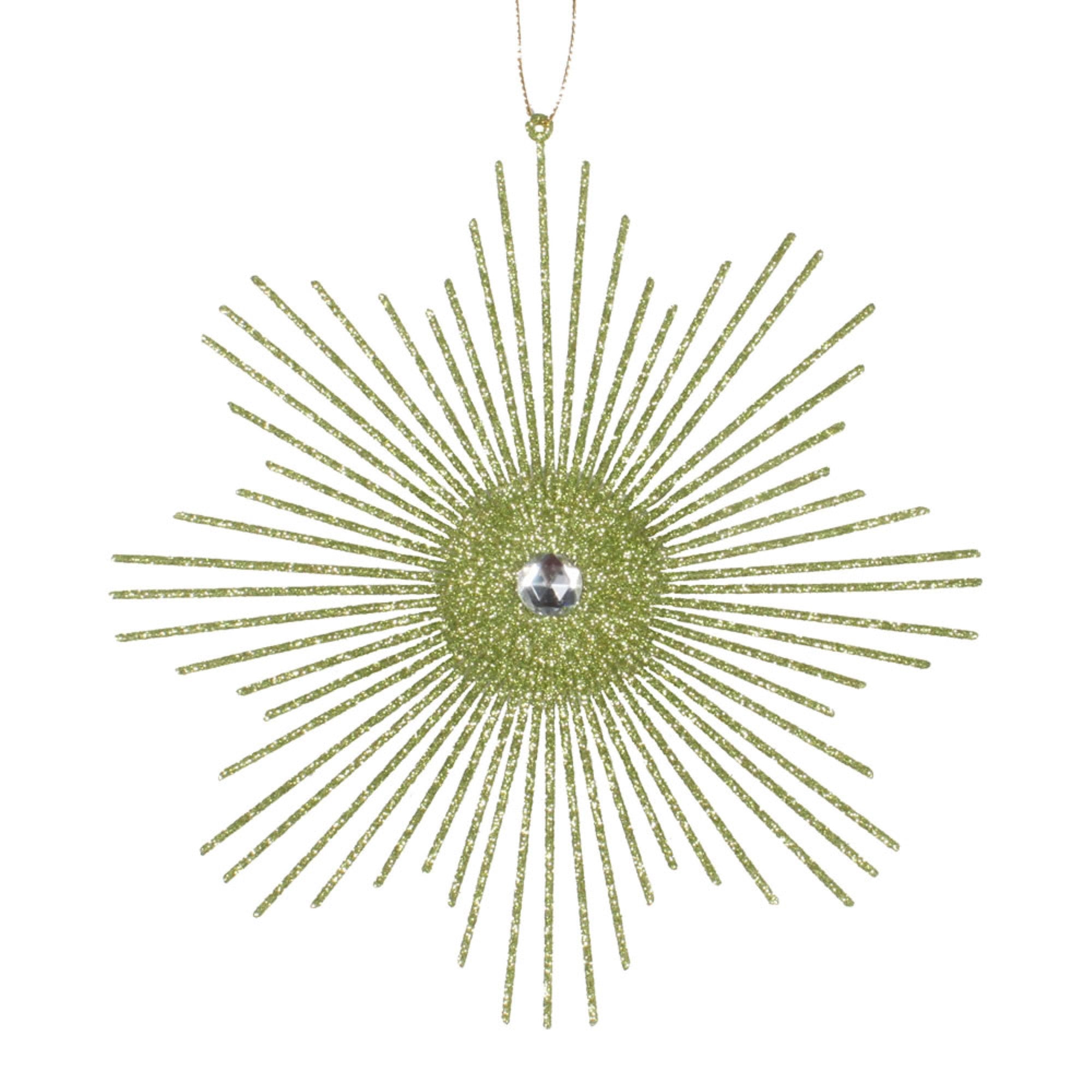 6.5” Lime Glitt Snowflake Burst 6/Bg