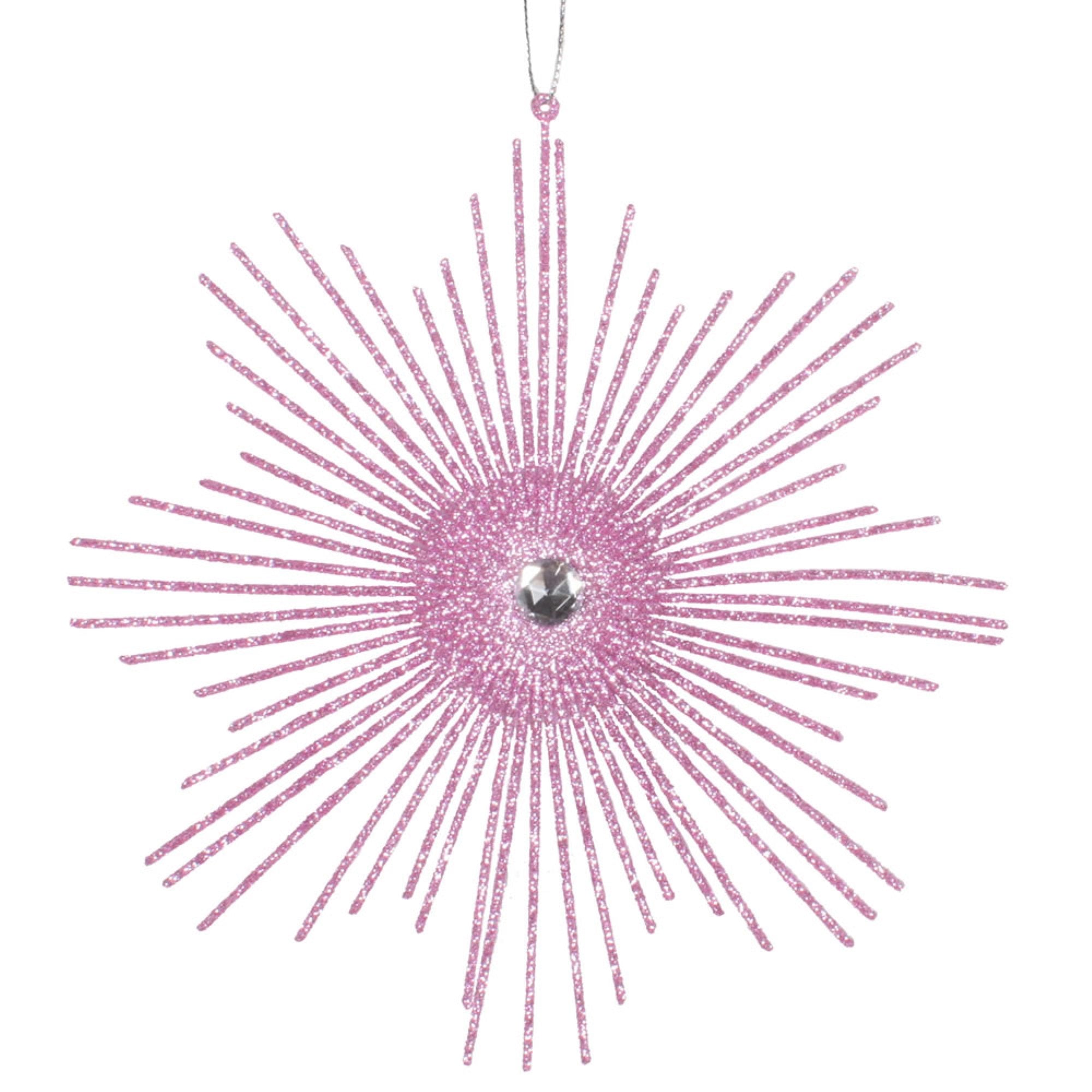 6.5” Pink Glitt Snowflake Burst 6/Bag