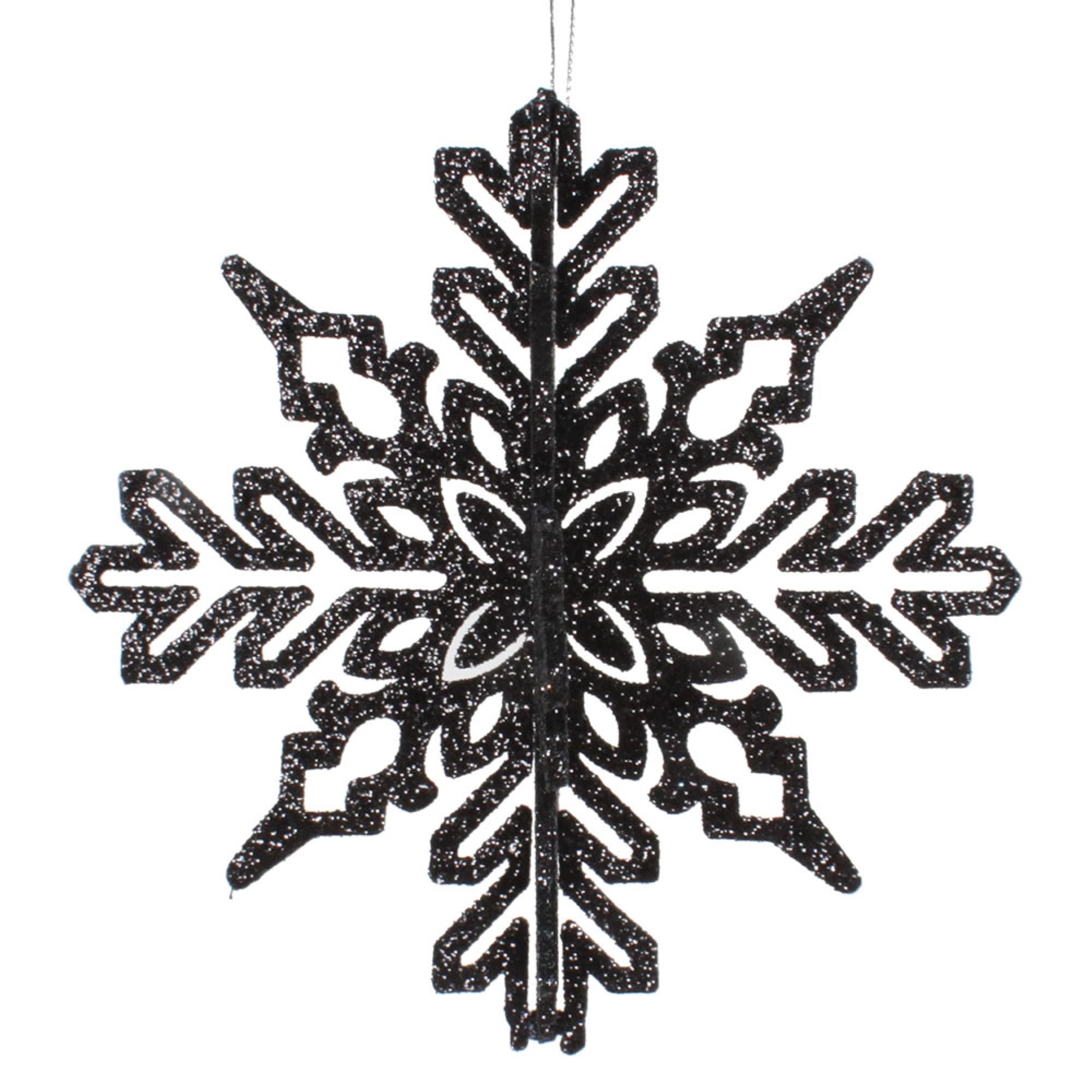 6” Black 3D Glitter Snowflake 3/Bag