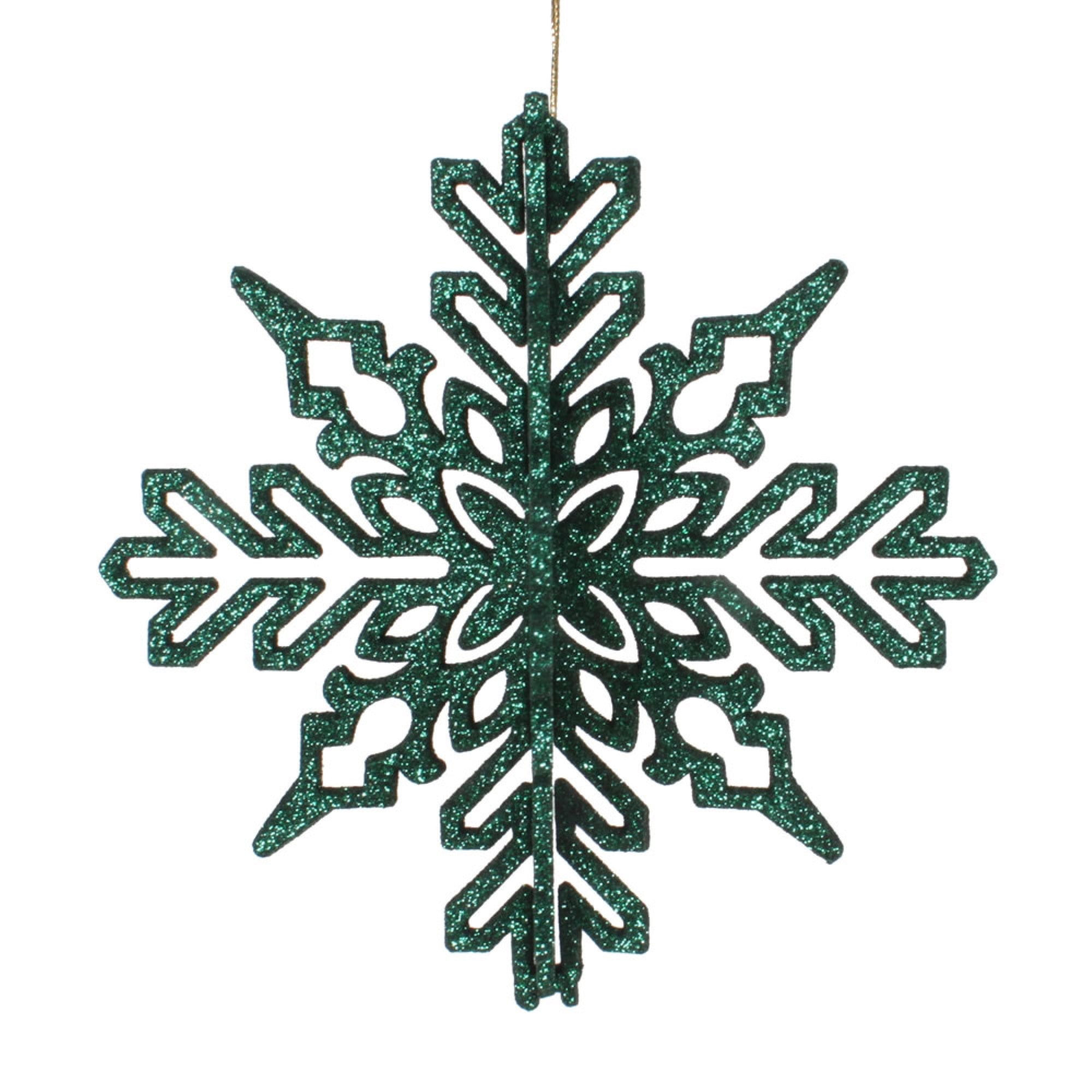 6” Emerald 3D Glitter Snowflake 3/Bag
