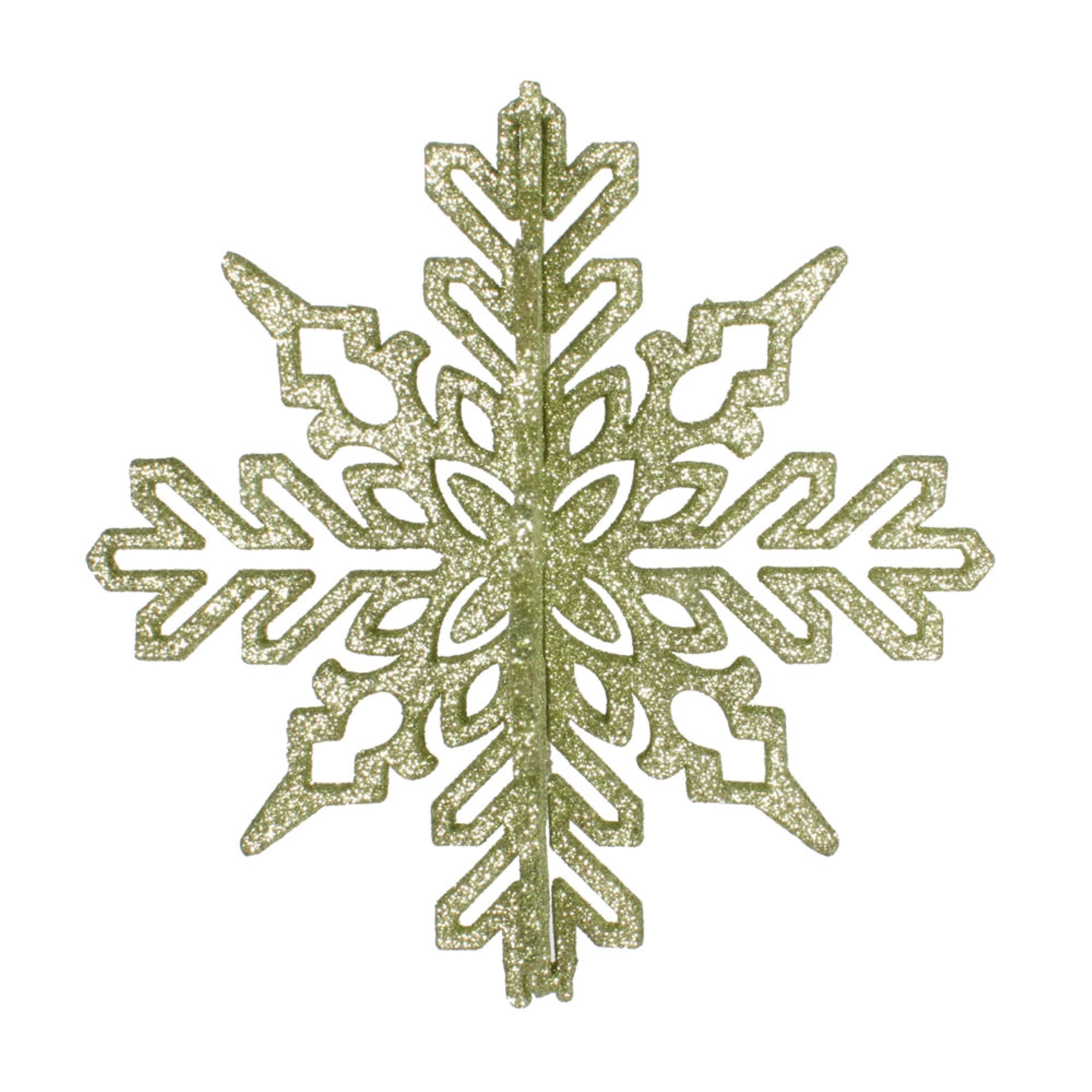 6” Celadon 3D Glitter Snowflake 3/Bag