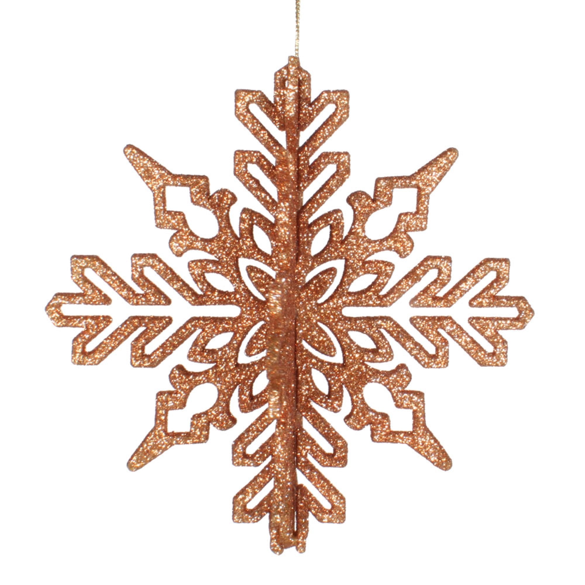 6” Rose Gold 3D Glitter Snowflake 3/Bag