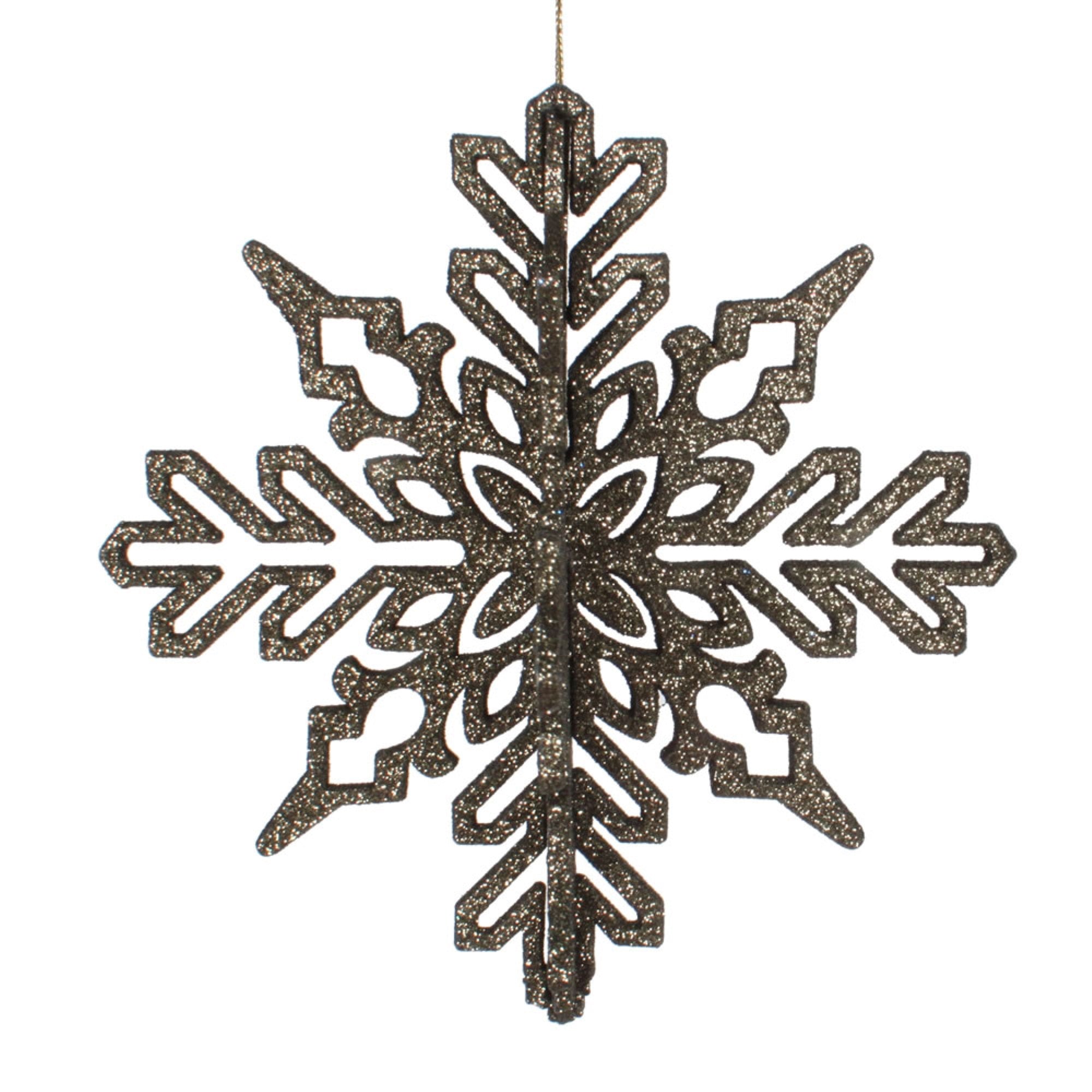 6” Moss Green 3D Glitter Snowflake 3/Bag