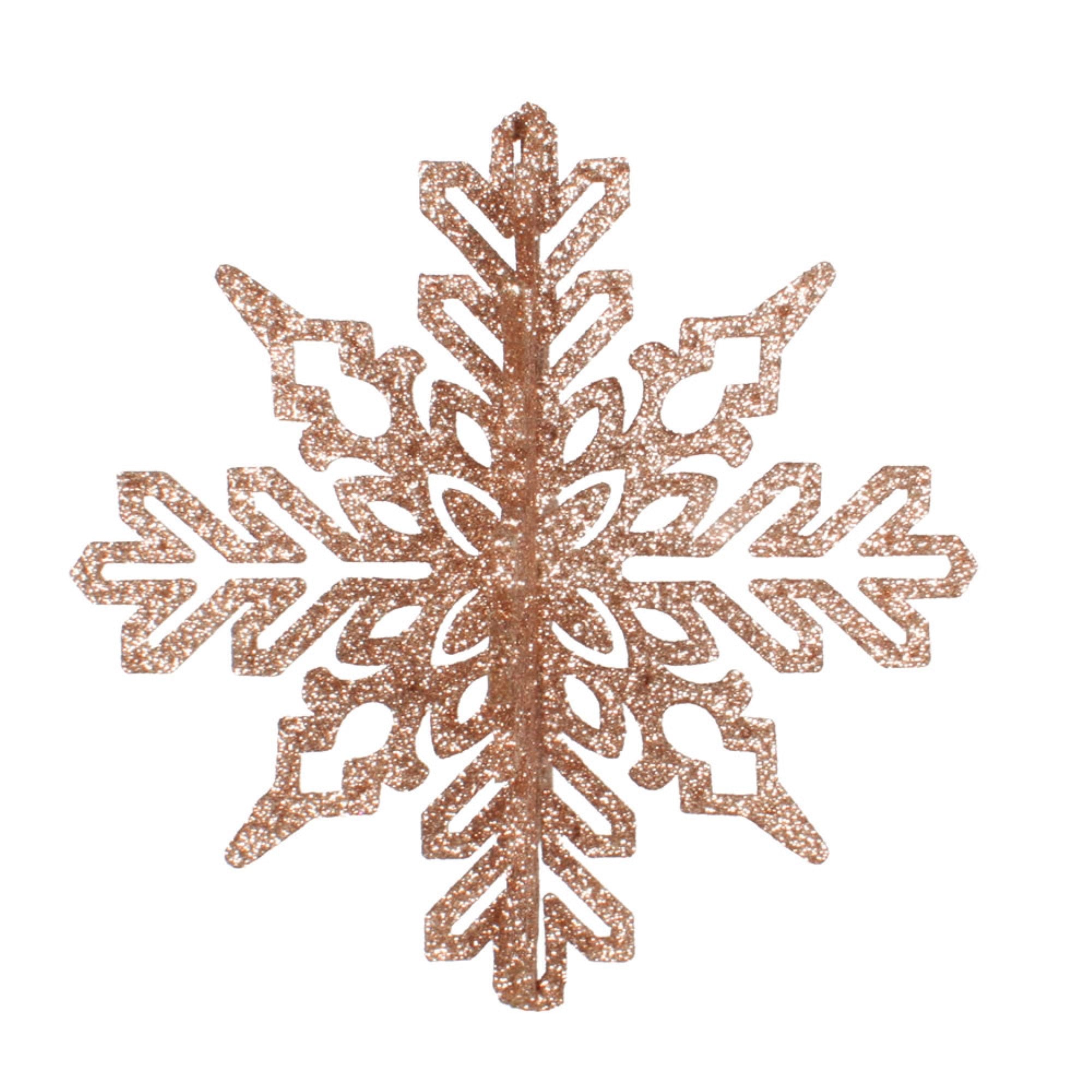 6” Cafe Latte 3D Glitter Snowflake 3/Bag