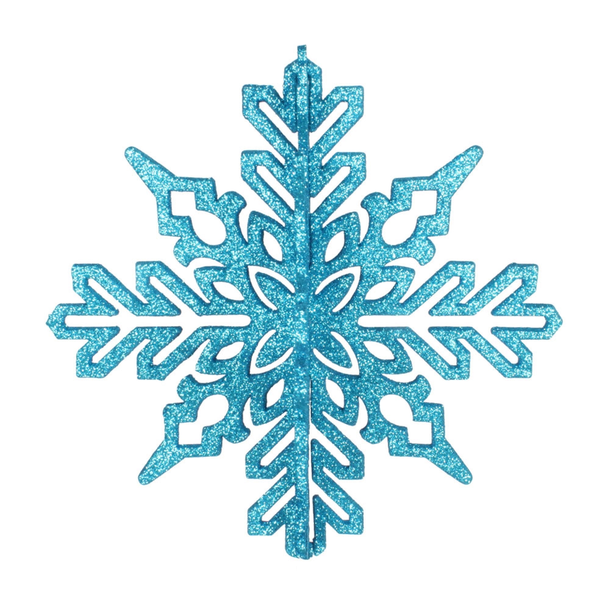 9” Turquoise 3D Glitter Snowflake 2/Bag