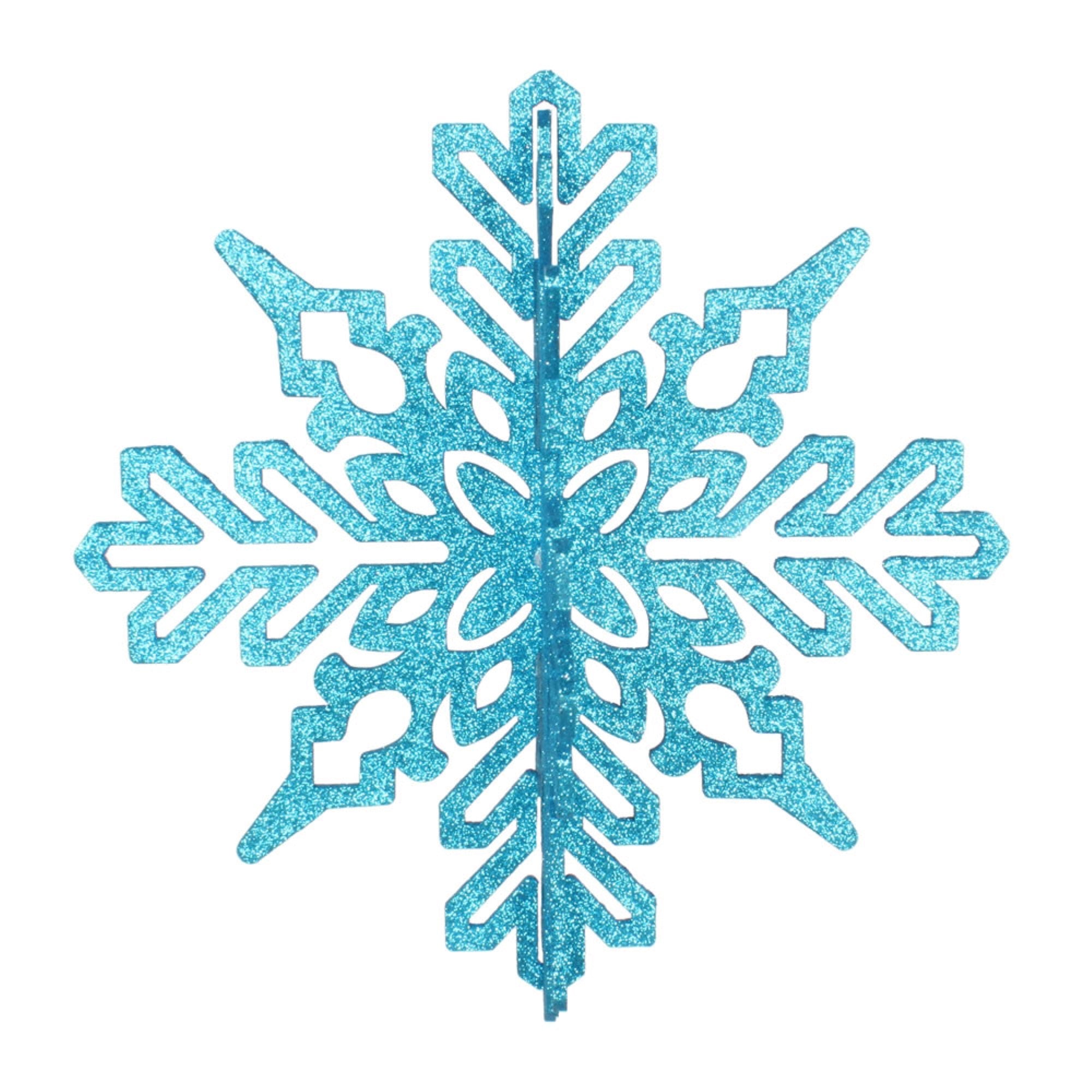 14” Turquoise 3D Glitter Snowflake