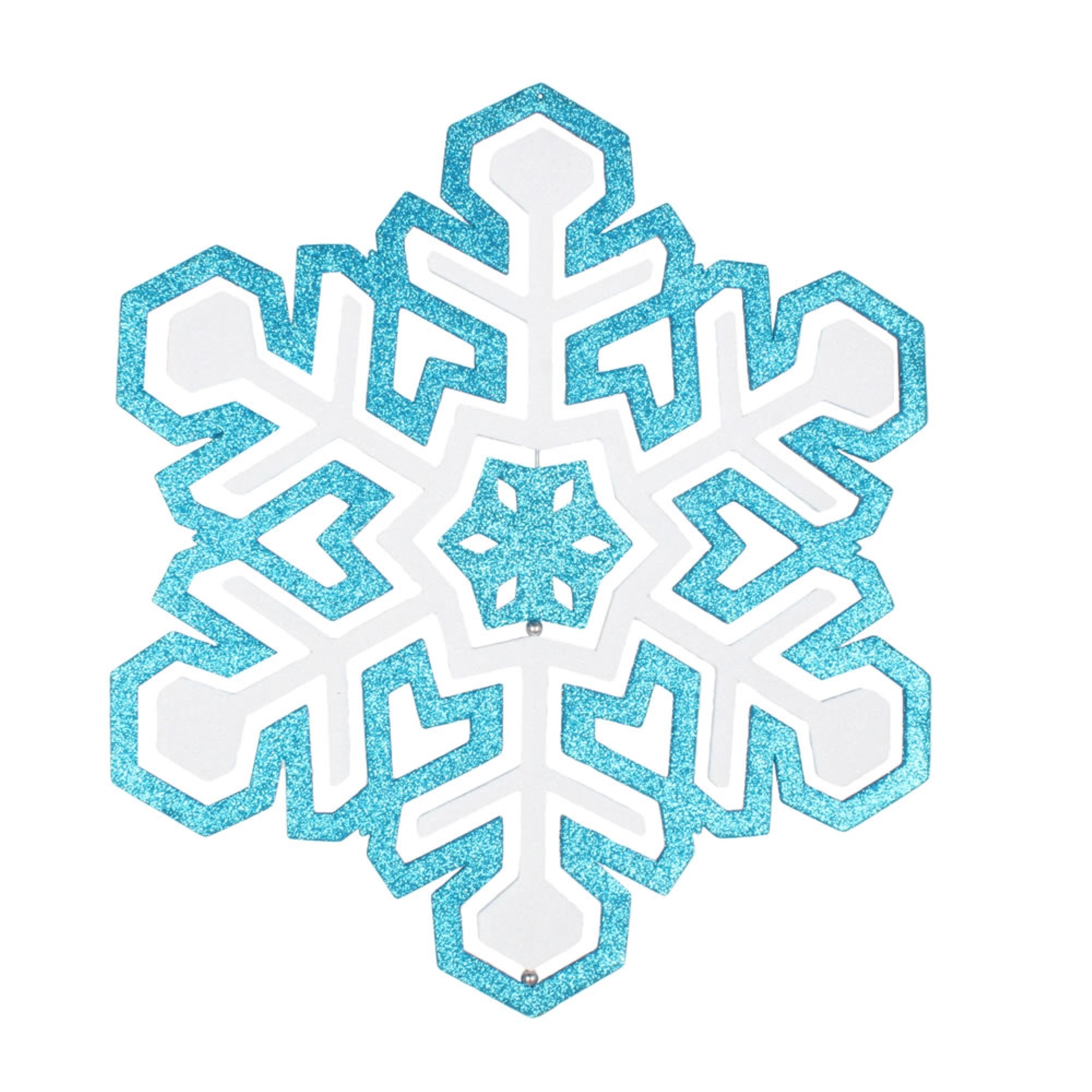 17” Turq/White 3D Foam Glitter Snowflake