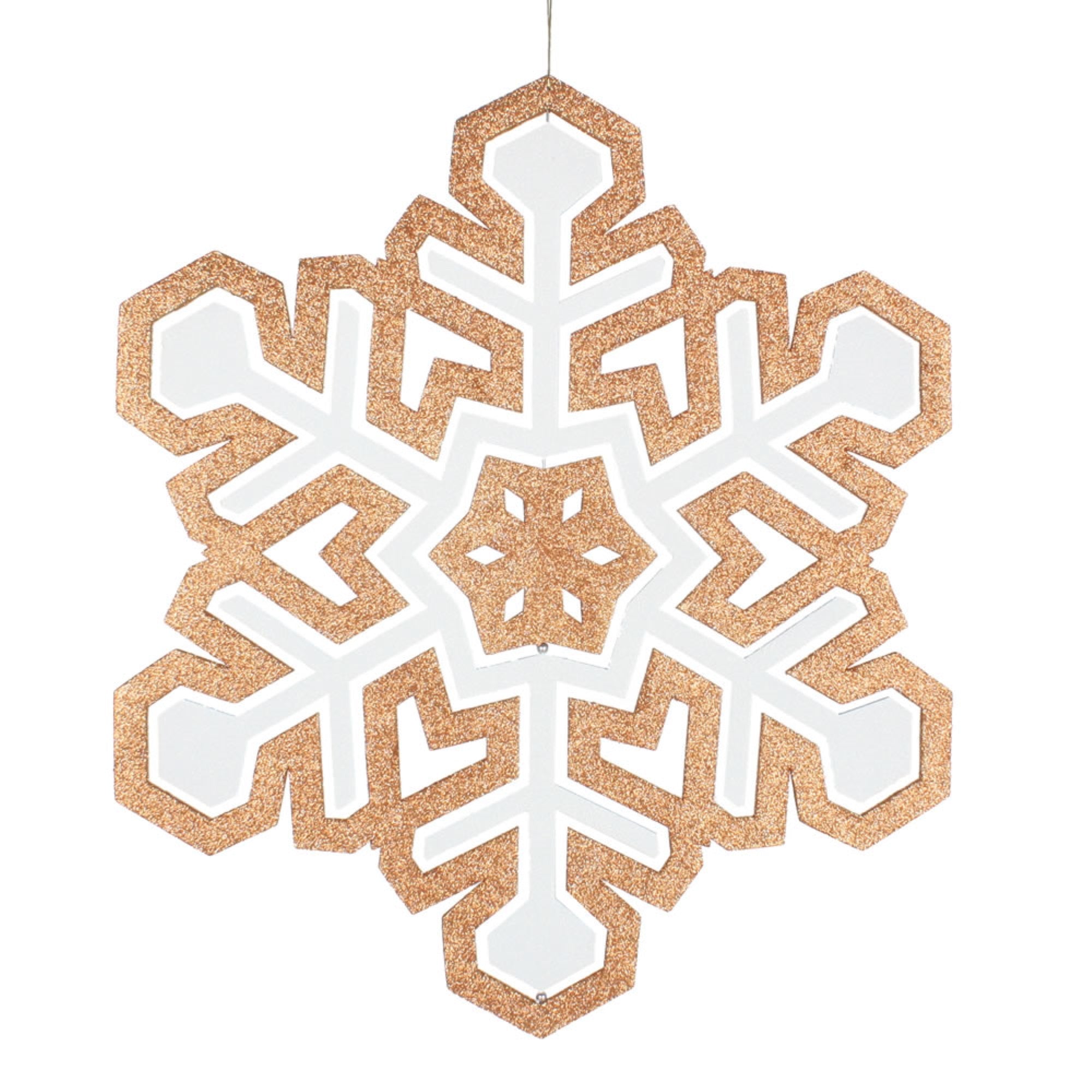 25” RoseGold/White 3D Foam Glitt Snowflk