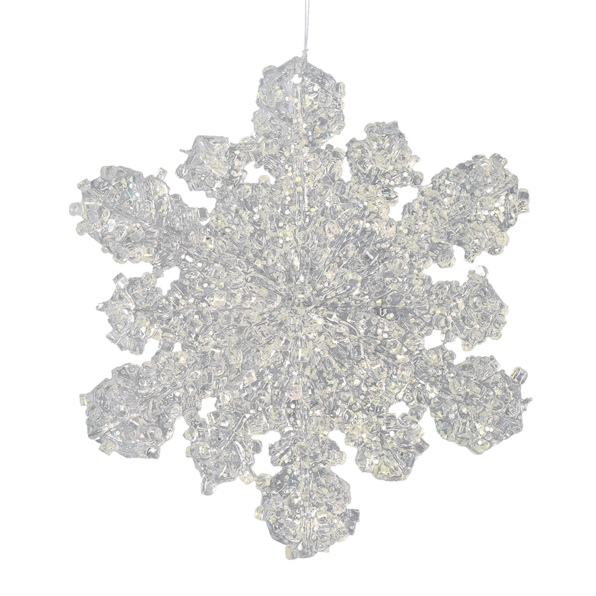 5” Clear Snowflake Silver Glitter 6/Bag