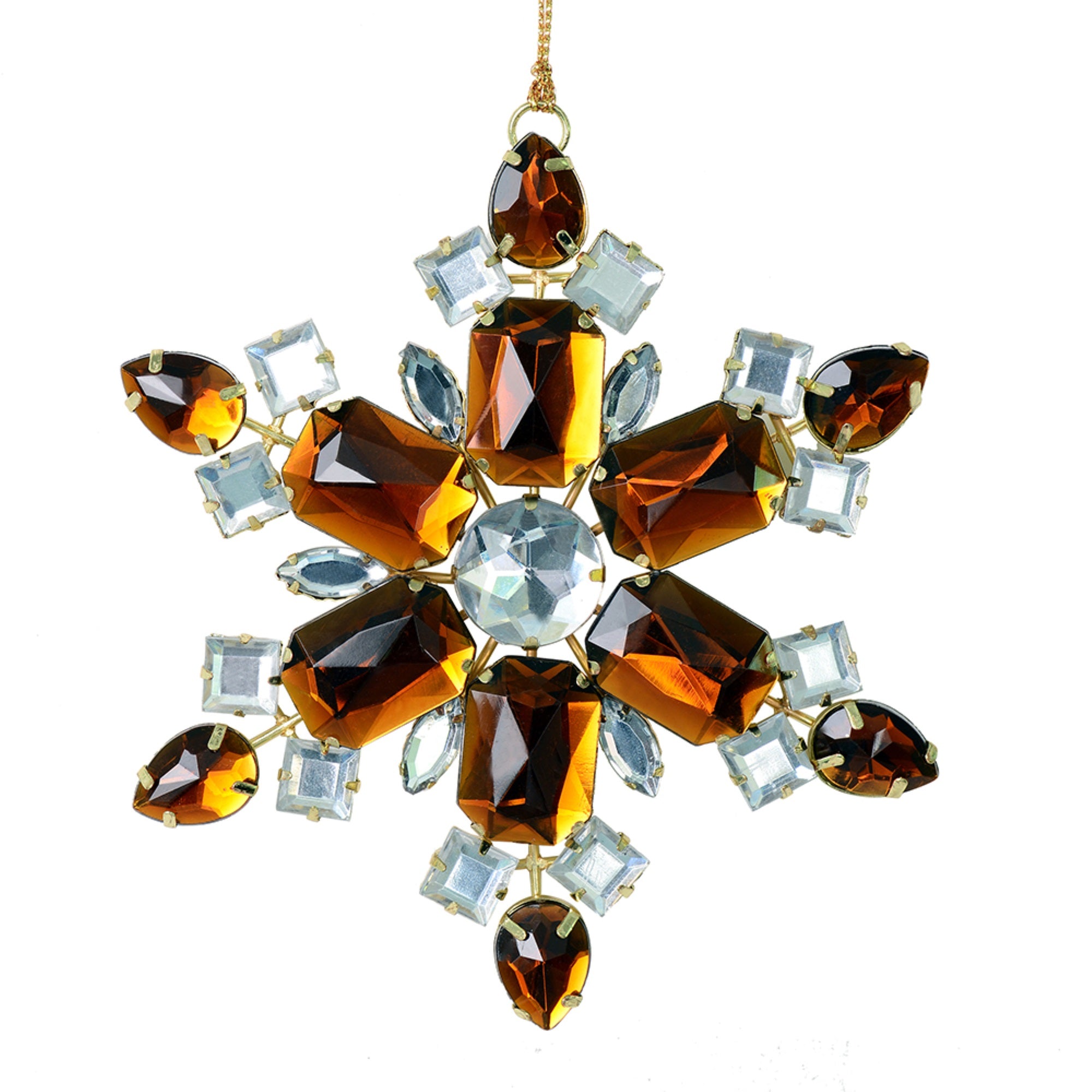 4.5” Mocha Jewel Metal Snowflake 3/Bag