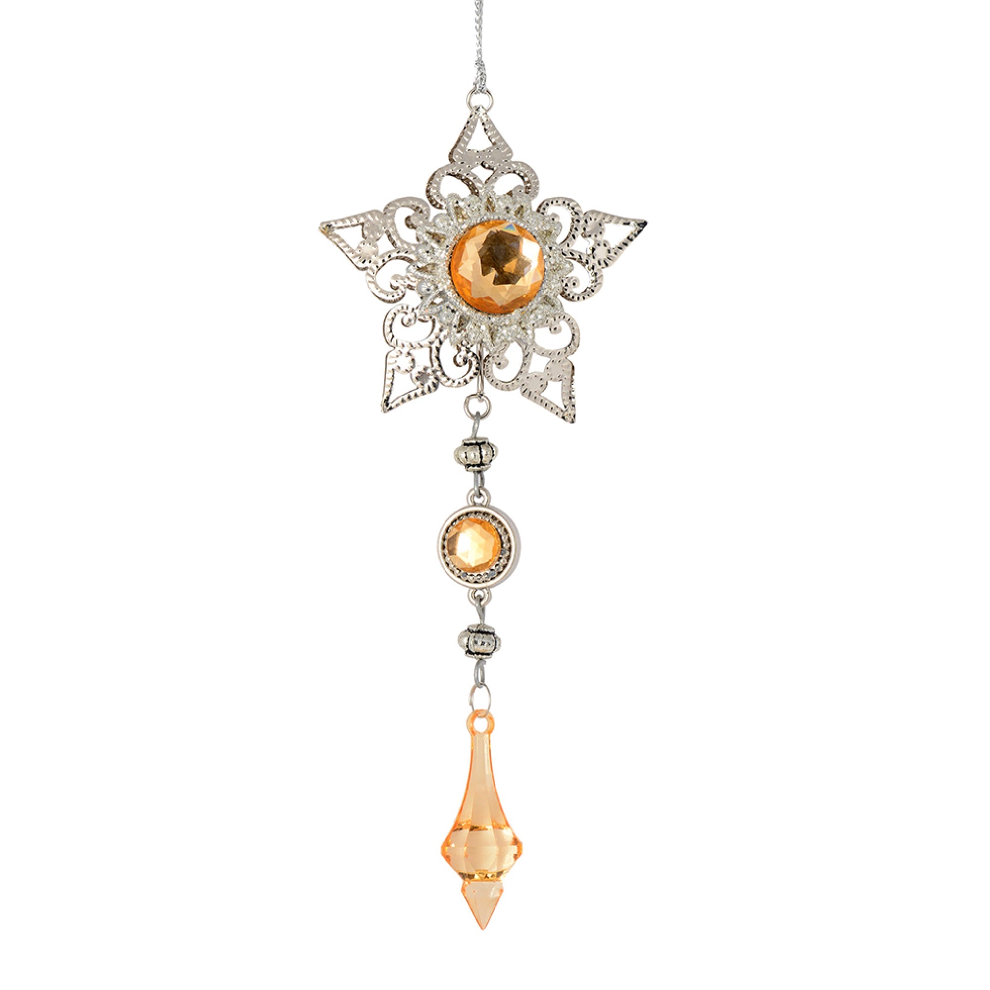 6.5” Rose Gold Metal Star Dangle Orn 2Bg