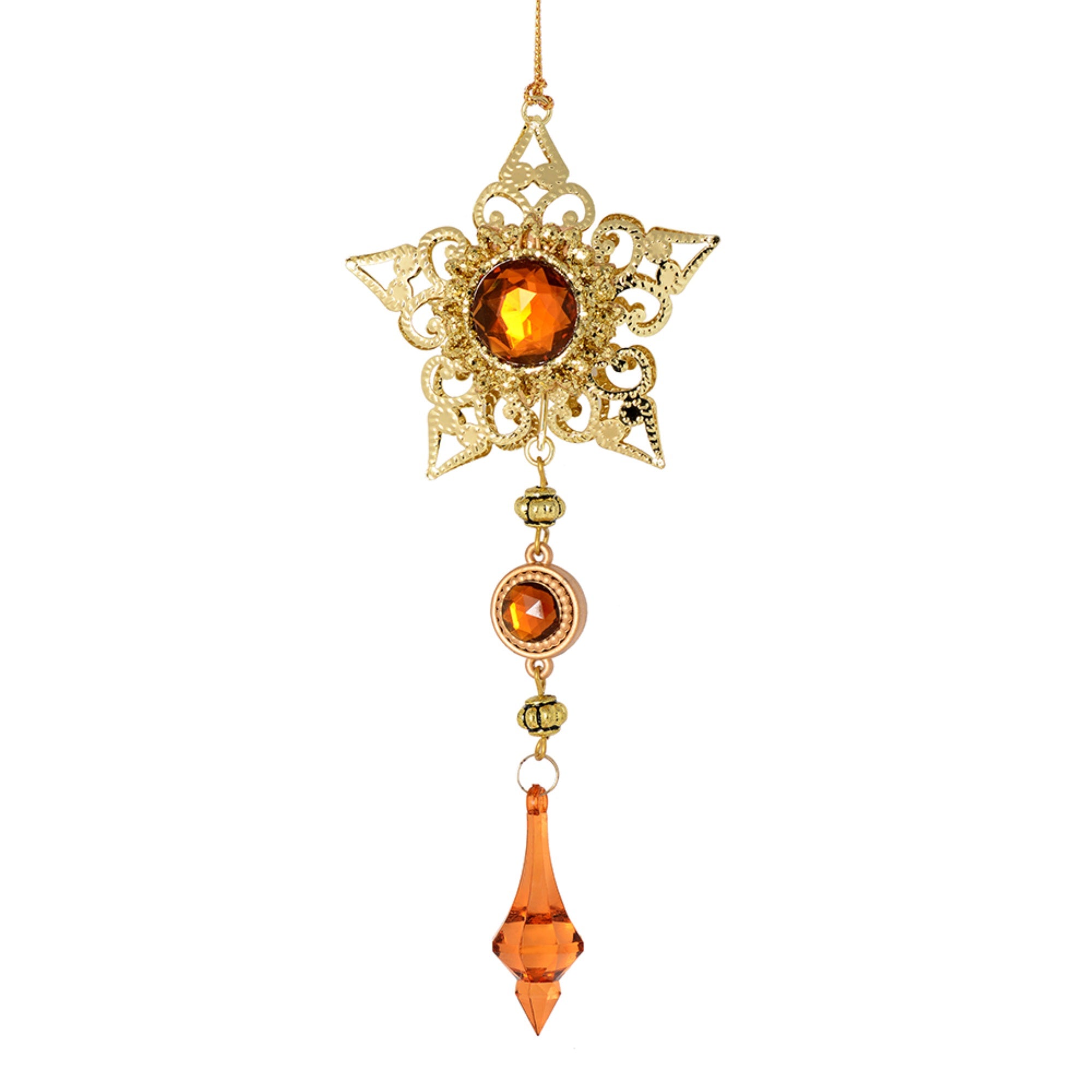 6.5” Mocha Metal Star w/Dangle Orn 2/Bag