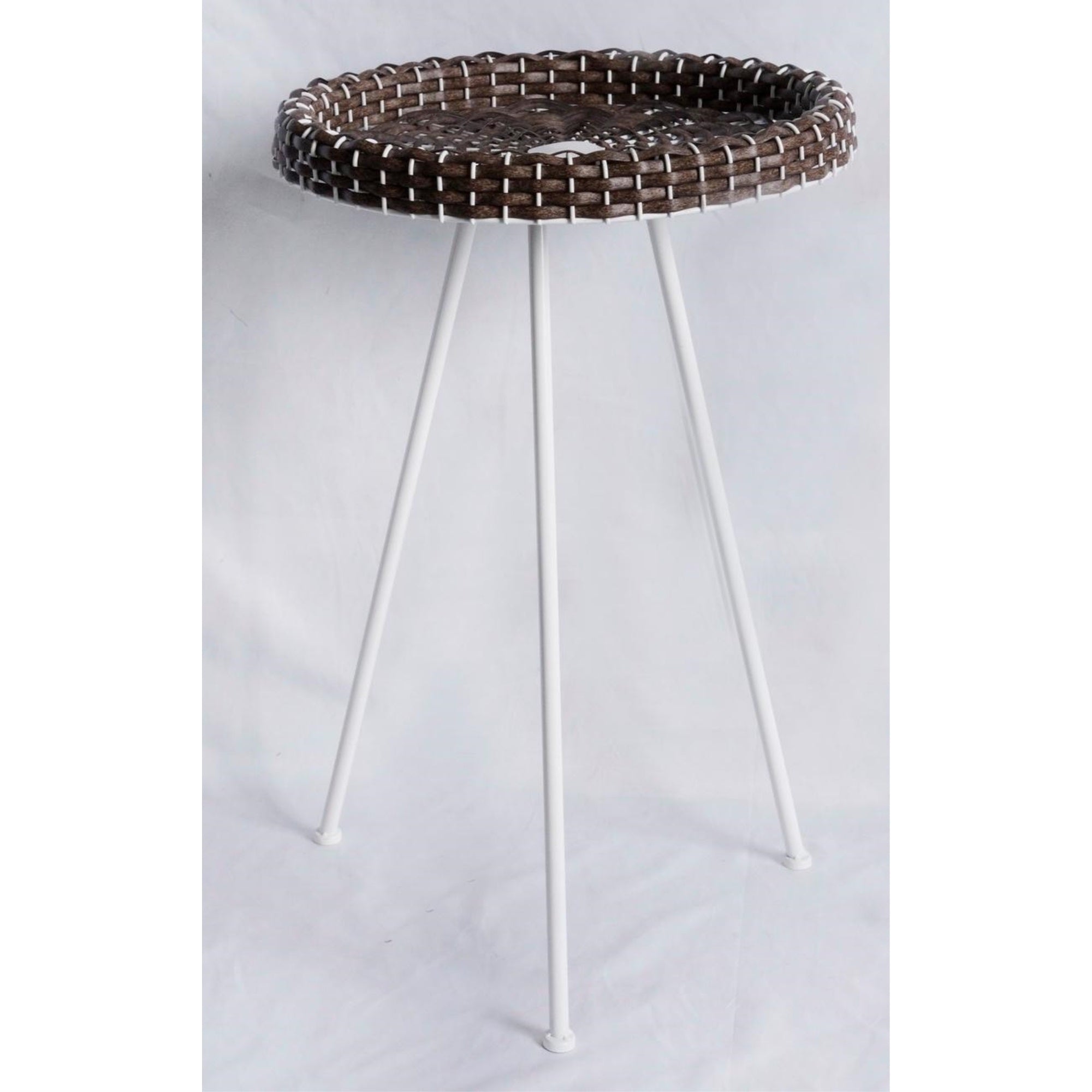 Resin Wicker End Table Black And White