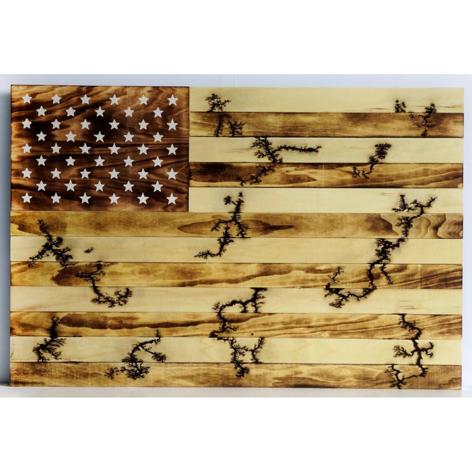 Lichtenburg Woodburning American Flagwall Decor Natural )