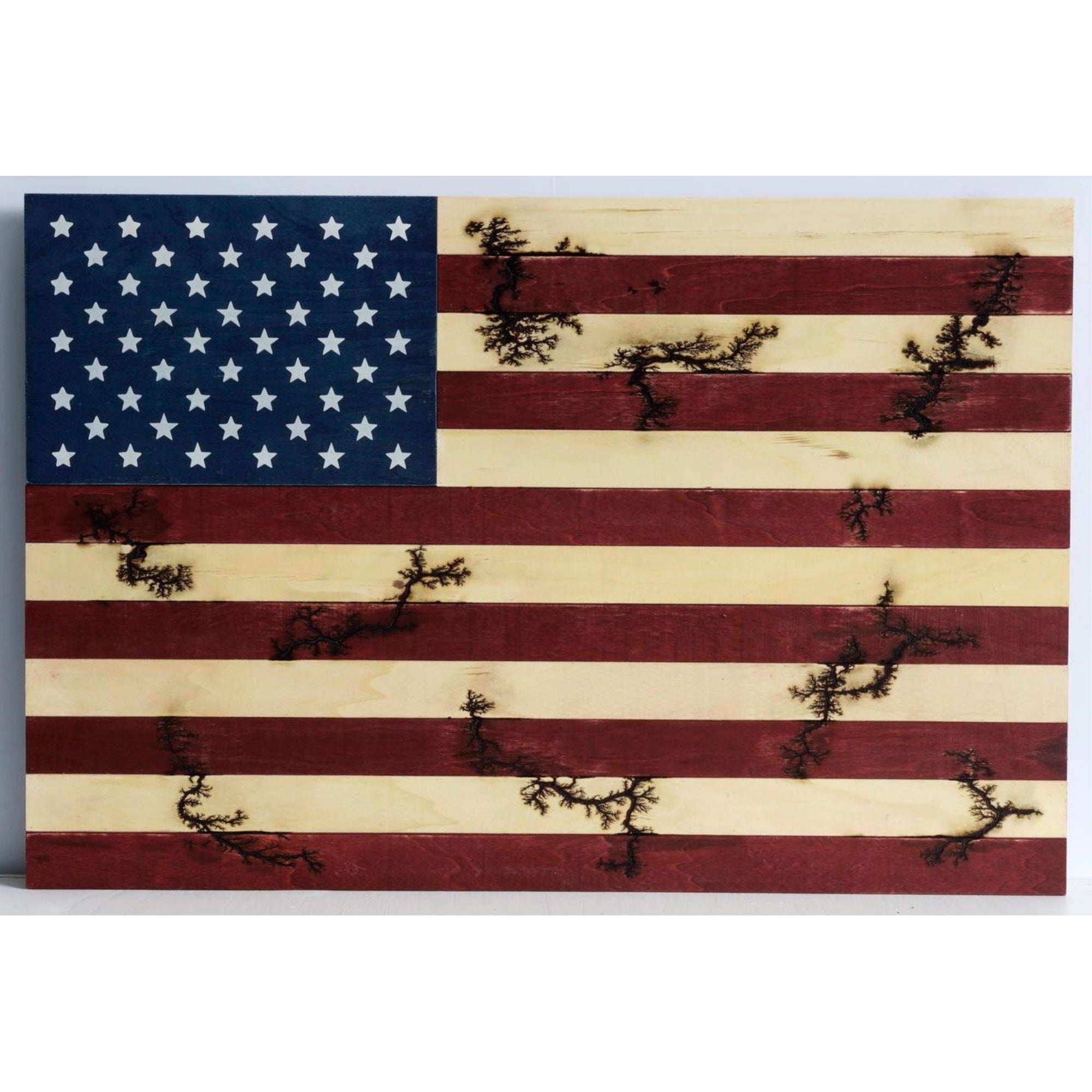 Lichtenburg Wood Burning American Flag Wall Dcor