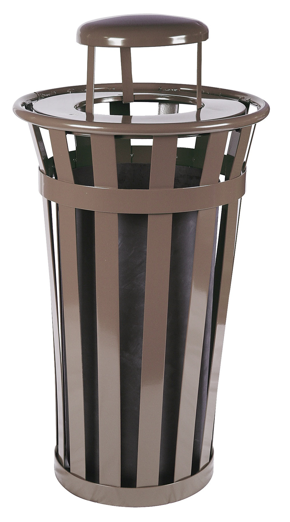 Durable Outdoor Trash Receptacle | Graffiti-Resistant | Steel Construction | Rain Cap Lid | Black Plastic Liner | Anchor Kit Inc