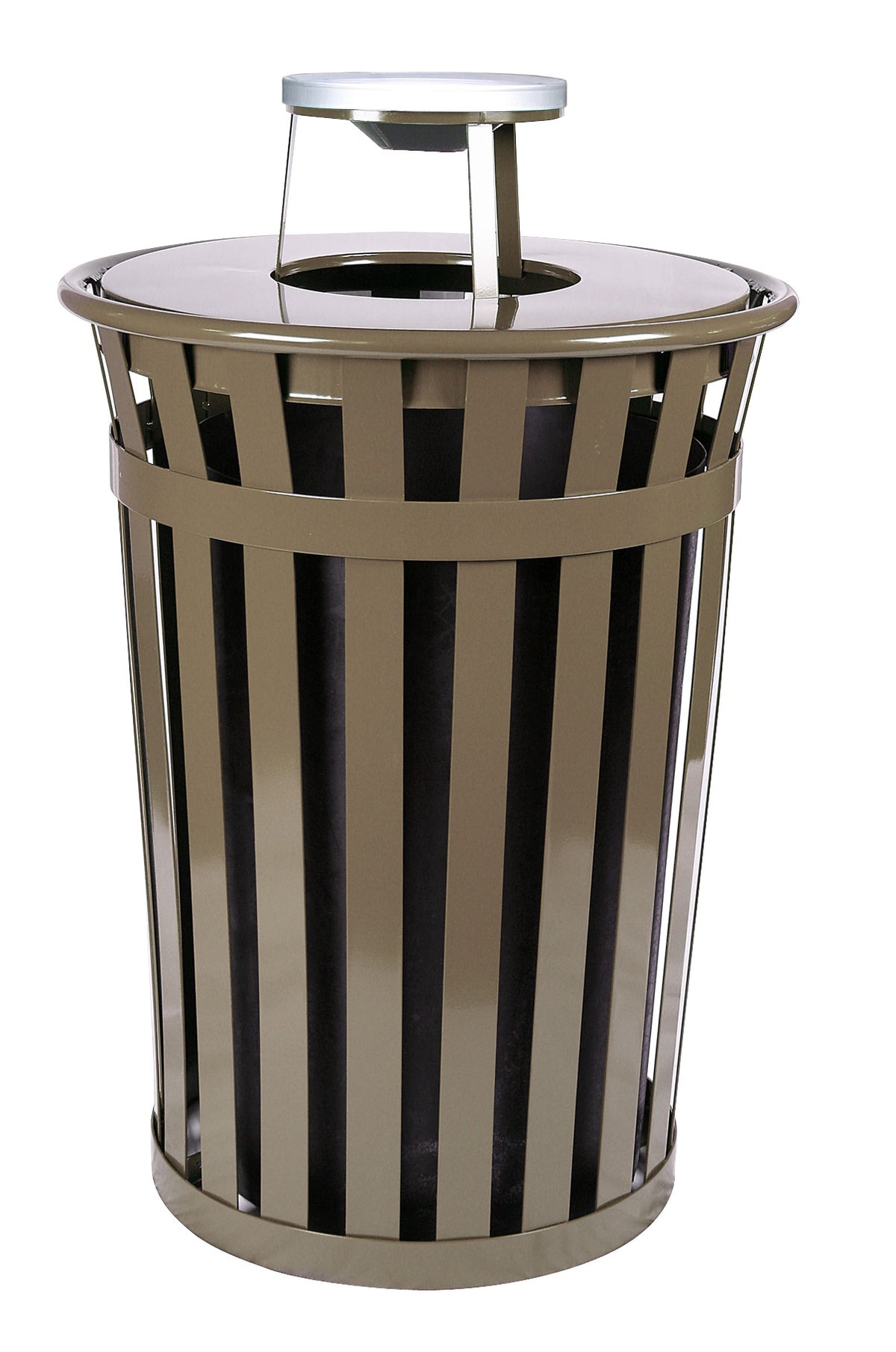 Durable M3601-At-Bn-Vv Ergode Trash Receptacle With Ash Top - Outdoor Waste Disposal Solution With Steel Construction And Powder