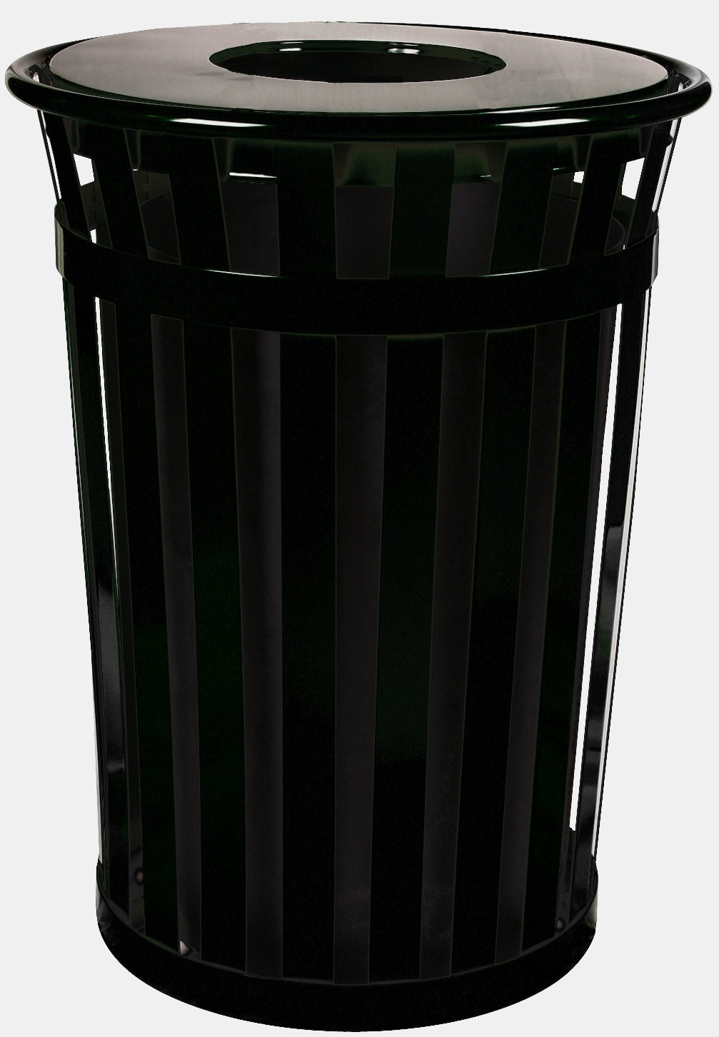 Durable M3601-Ft-Bk-Vv Ergode Trash Receptacle | Flat Top Lid | Steel Construction | Outdoor Waste Bin With Graffiti Deterrence