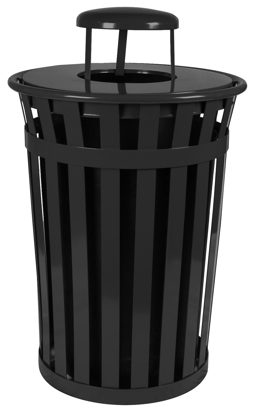 Ergode M3601-Rc-Bk-Vv Outdoor Trash Receptacle | Durable Steel Construction | Graffiti-Resistant | Tgic Powder Coated | Rain Cap
