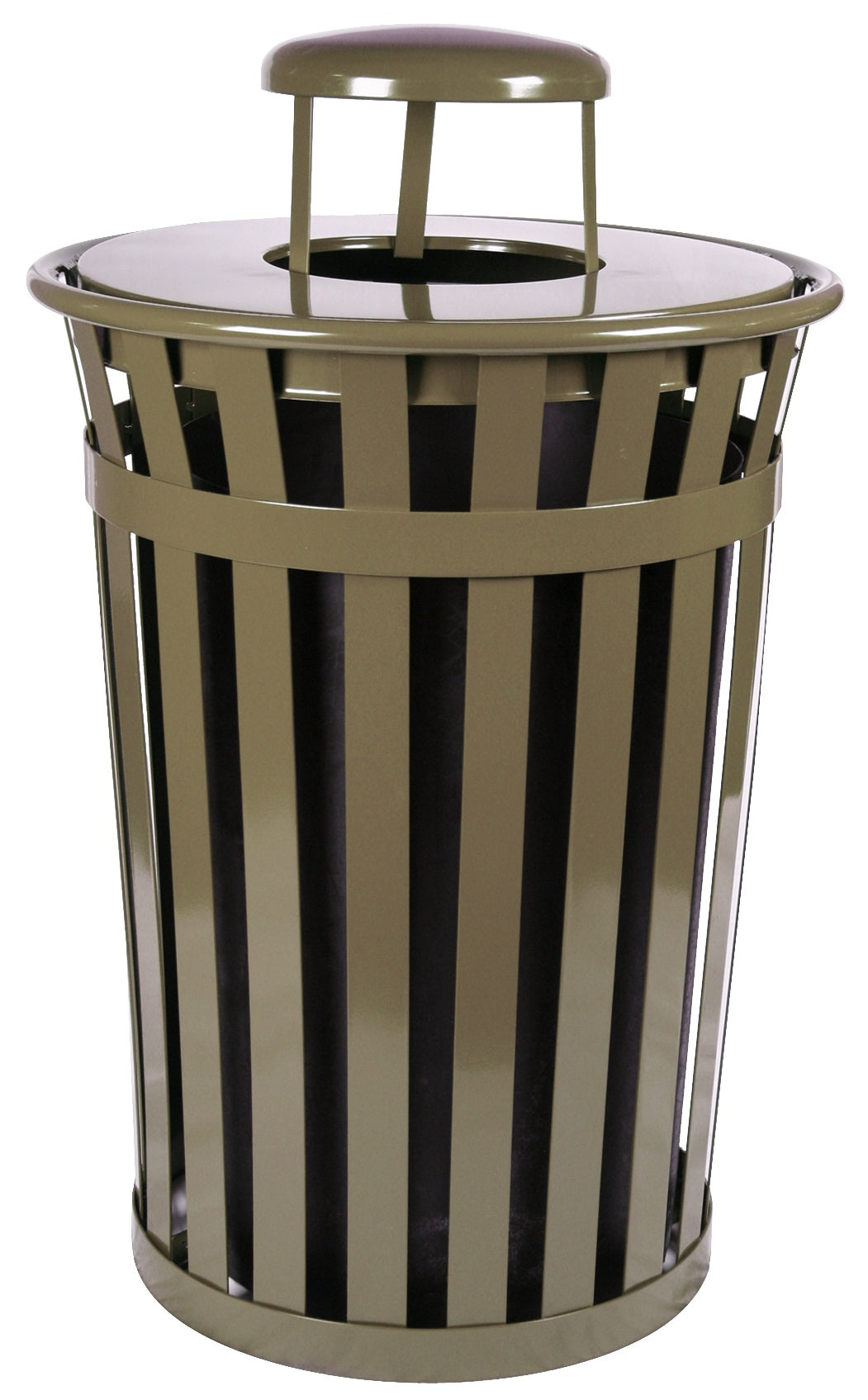 Ergode M3601-Rc-Bn-Vv Outdoor Trash Receptacle | Durable Steel Construction | Graffiti Deterrent | Tgic Powder Coated | Rain Cap