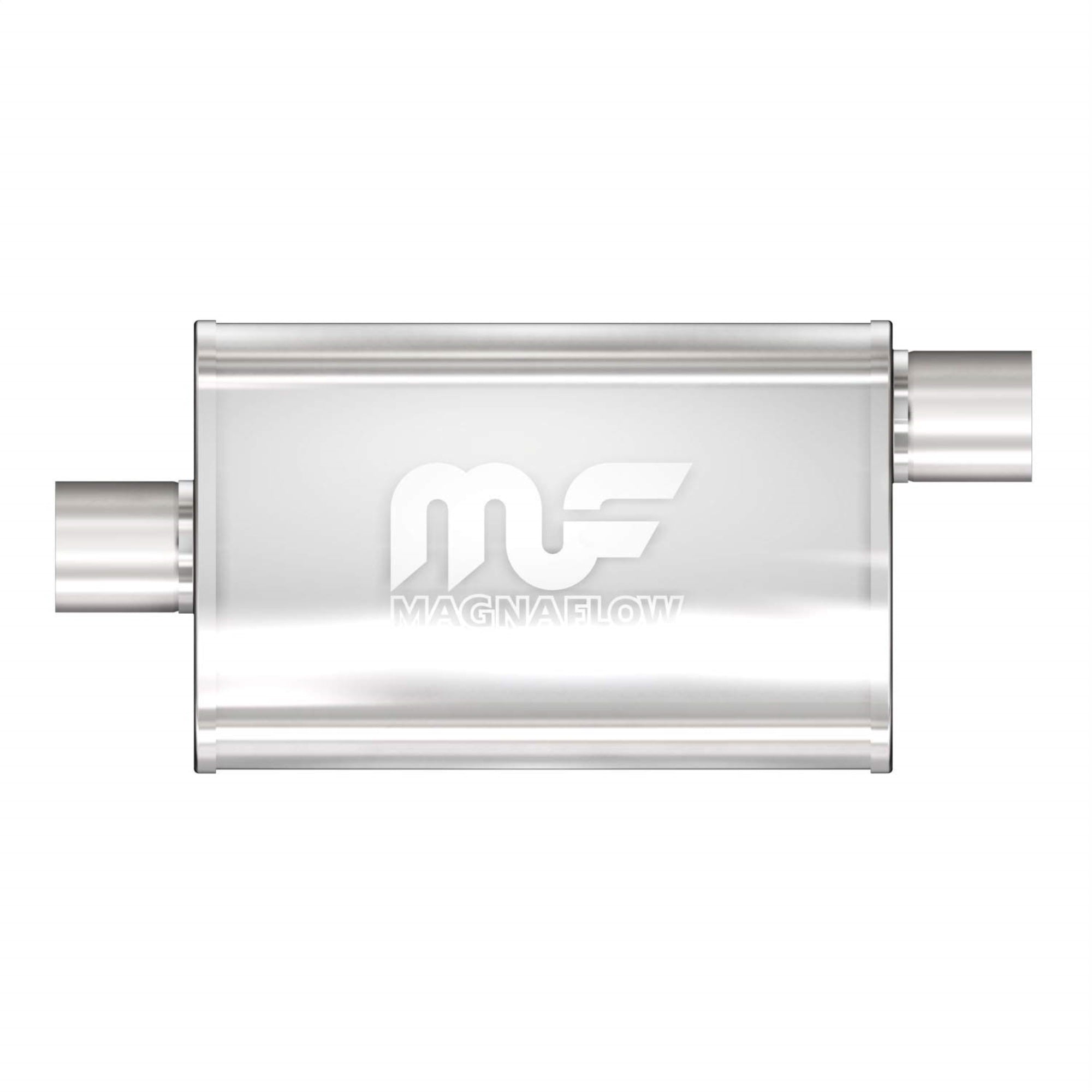Magnaflow Performance Exhaust Muffler 11225: 2.25'/2.25' Inlet/Outlet, 4X9X14' Oval, Stainless Steel, Satin Finish