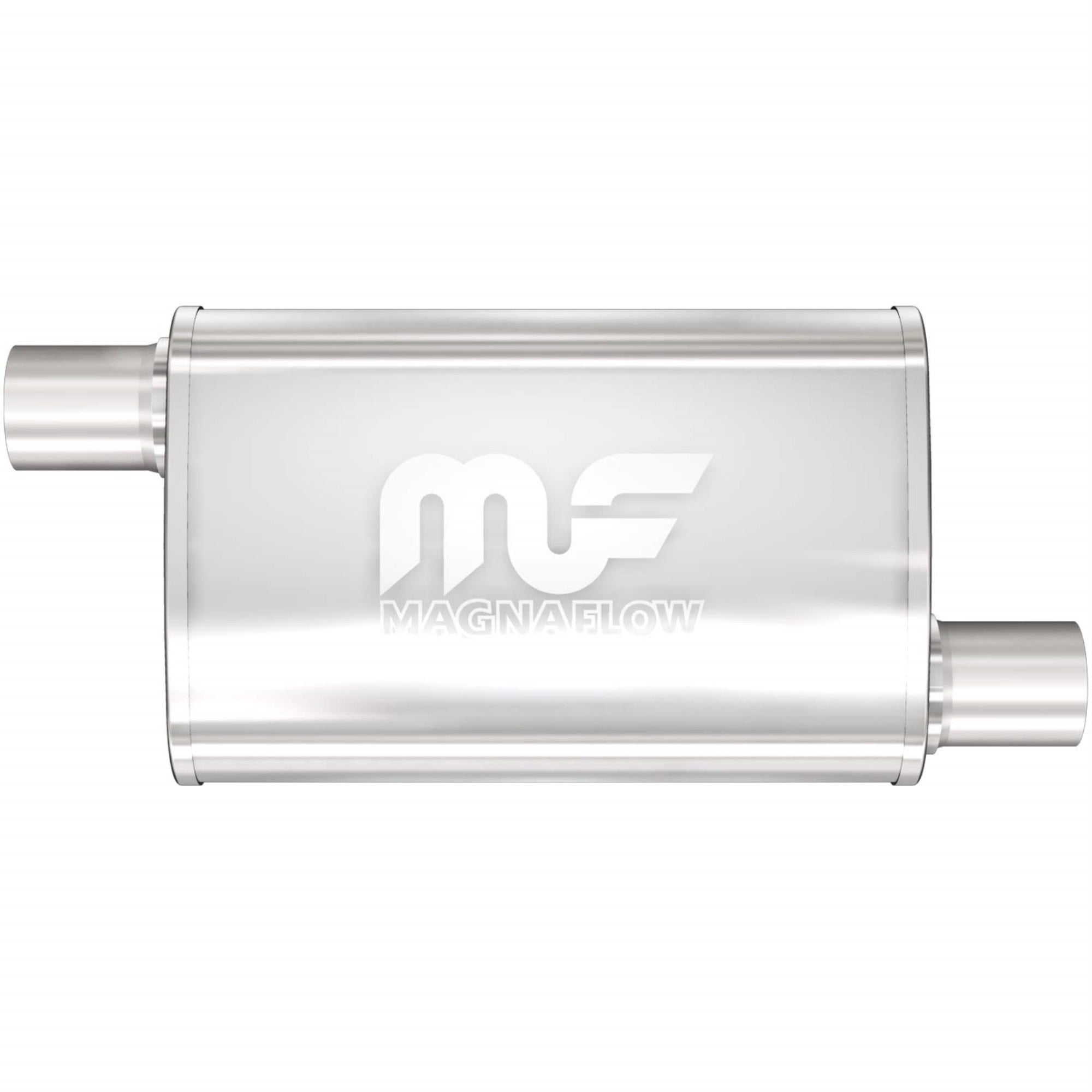 Magnaflow Performance Exhaust Muffler 11266: 2.5'/2.5' Inlet/Outlet, 4X9X18' Oval, Stainless Steel, Satin Finish