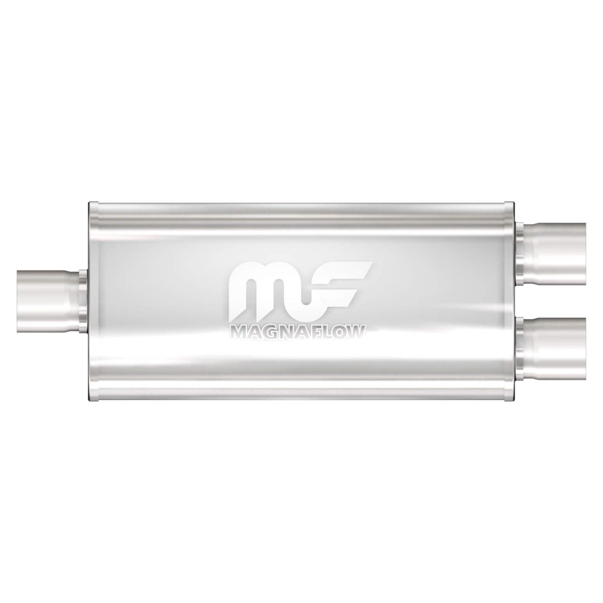 Magnaflow Performance Exhaust Muffler 12158: 2.5'/2.5' Inlet/Outlet, 5X8X14' Oval, Stainless Steel, Satin Finish
