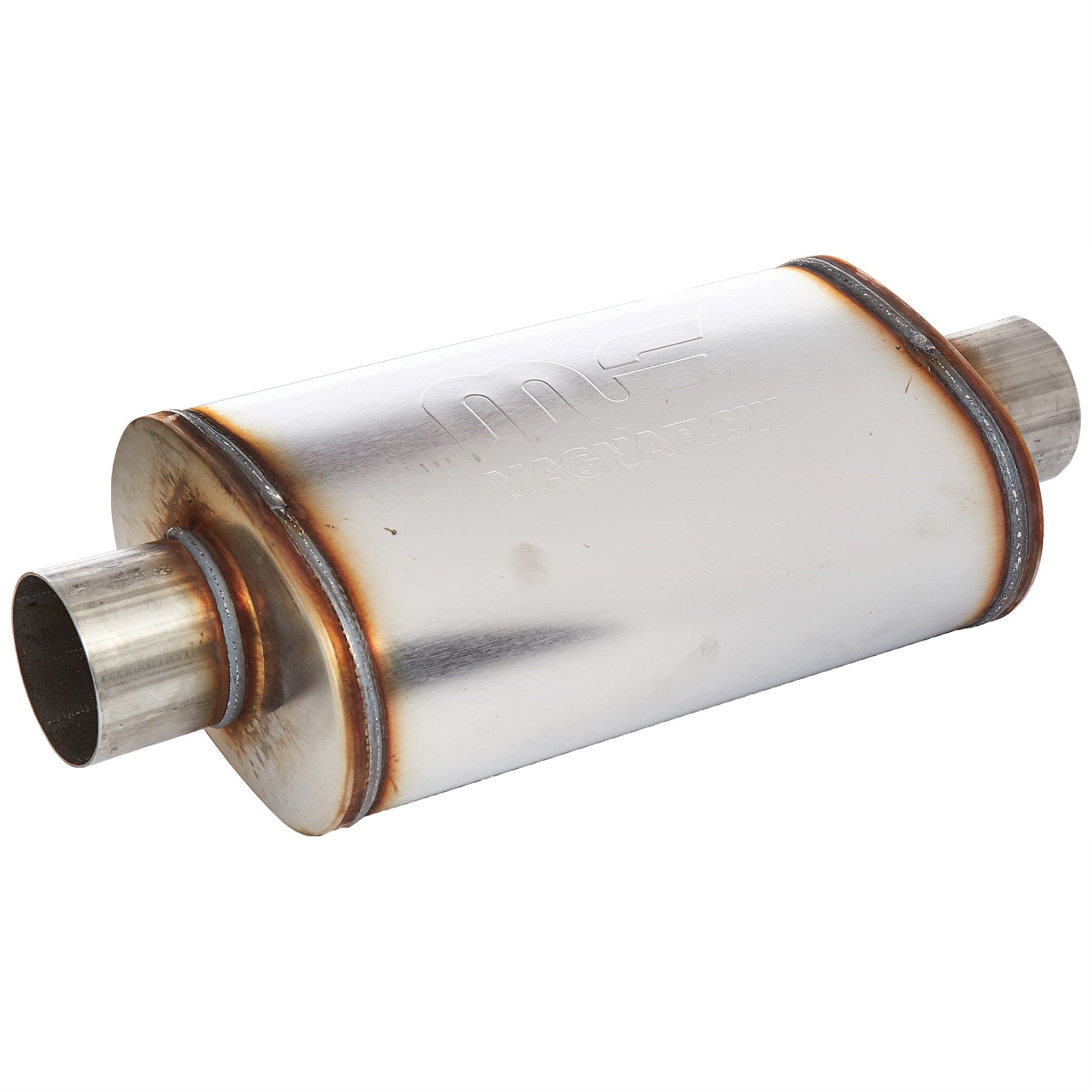 Magnaflow Performance Exhaust Muffler 12219: 3'/3' Inlet/Outlet, 5X8X14' Oval, Stainless Steel, Satin Finish