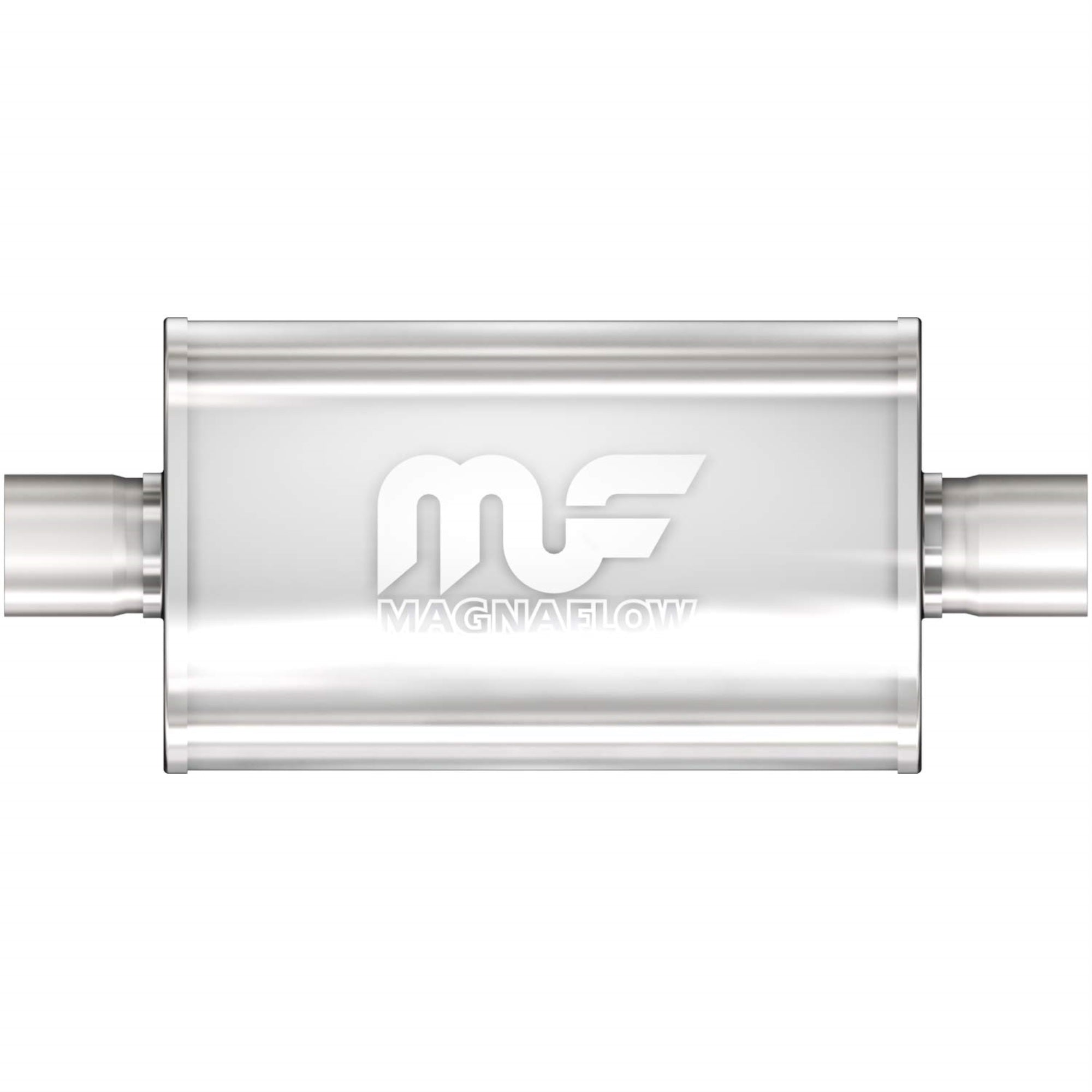 Magnaflow Performance Exhaust Muffler 12249: 3'/3' Inlet/Outlet, 5X8X18' Oval, Stainless Steel, Satin Finish