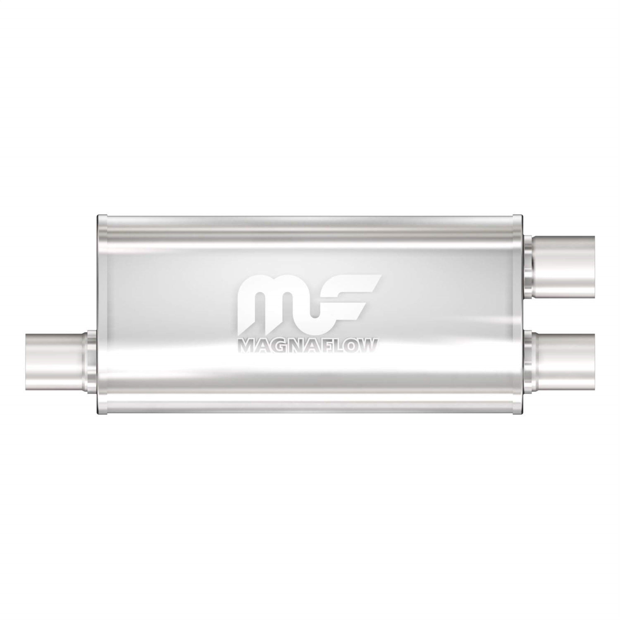 Magnaflow Performance Exhaust Muffler 12265: 2.5'/2.5' Inlet/Outlet, 5X8X18' Oval, Stainless Steel, Satin Finish