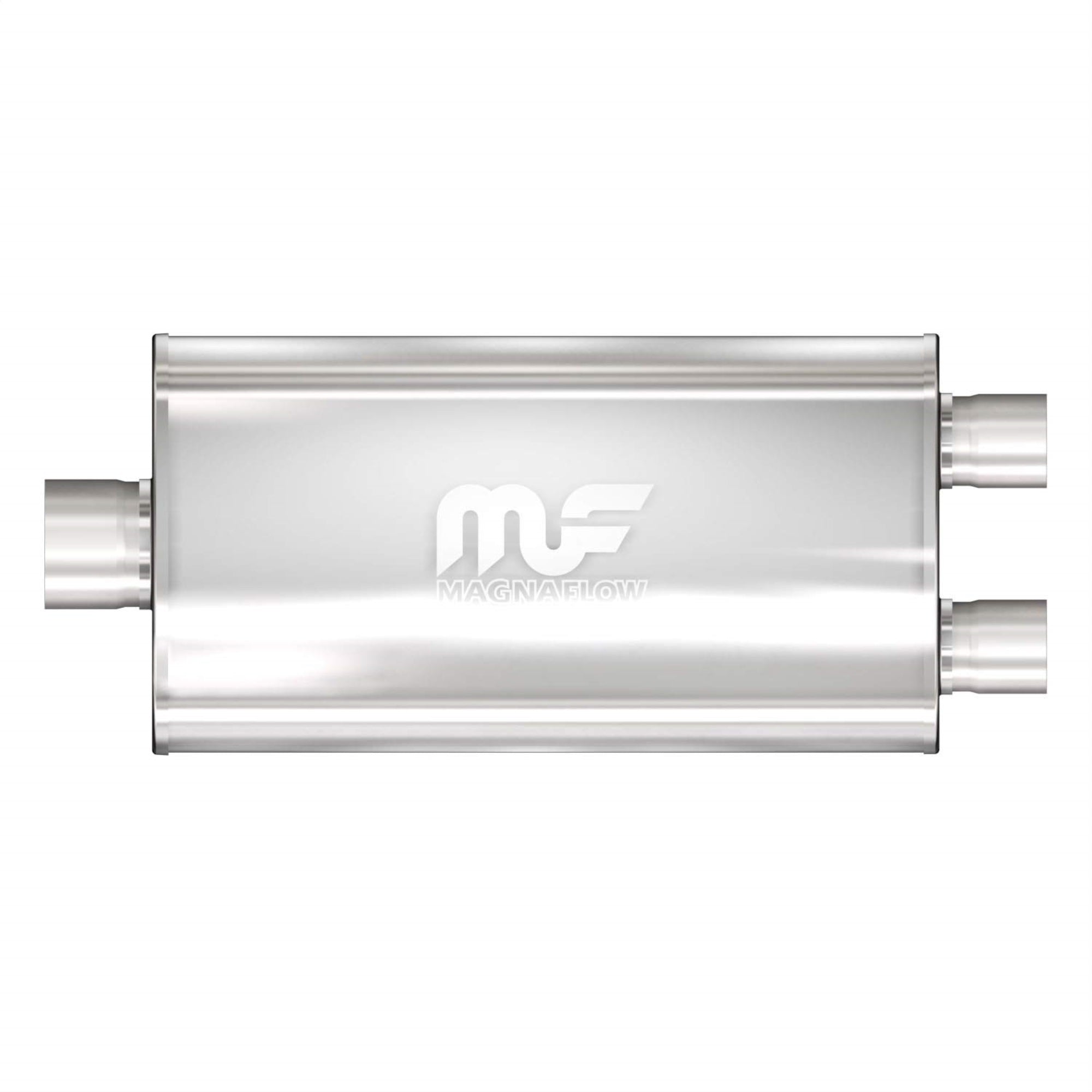 Magnaflow Performance Exhaust Muffler 12580: 2.5'/2.25' Inlet/Outlet, 5X11X22' Oval, Stainless Steel, Satin Finish