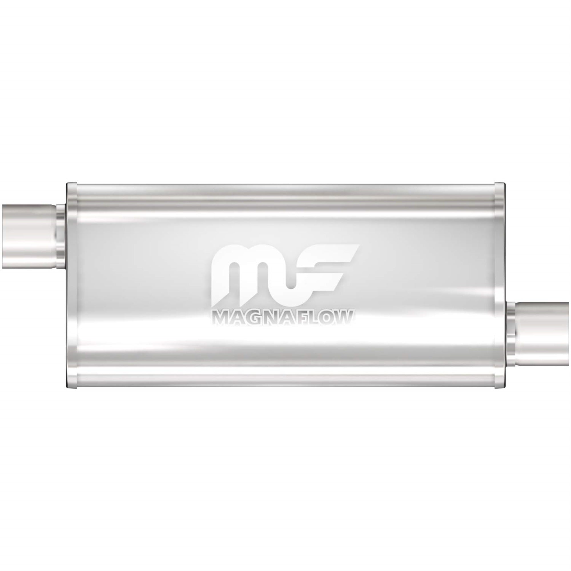 Magnaflow Performance Exhaust Muffler 14239: 3'/3' Inlet/Outlet, 5X8X14' Oval, Stainless Steel, Brushed Finish