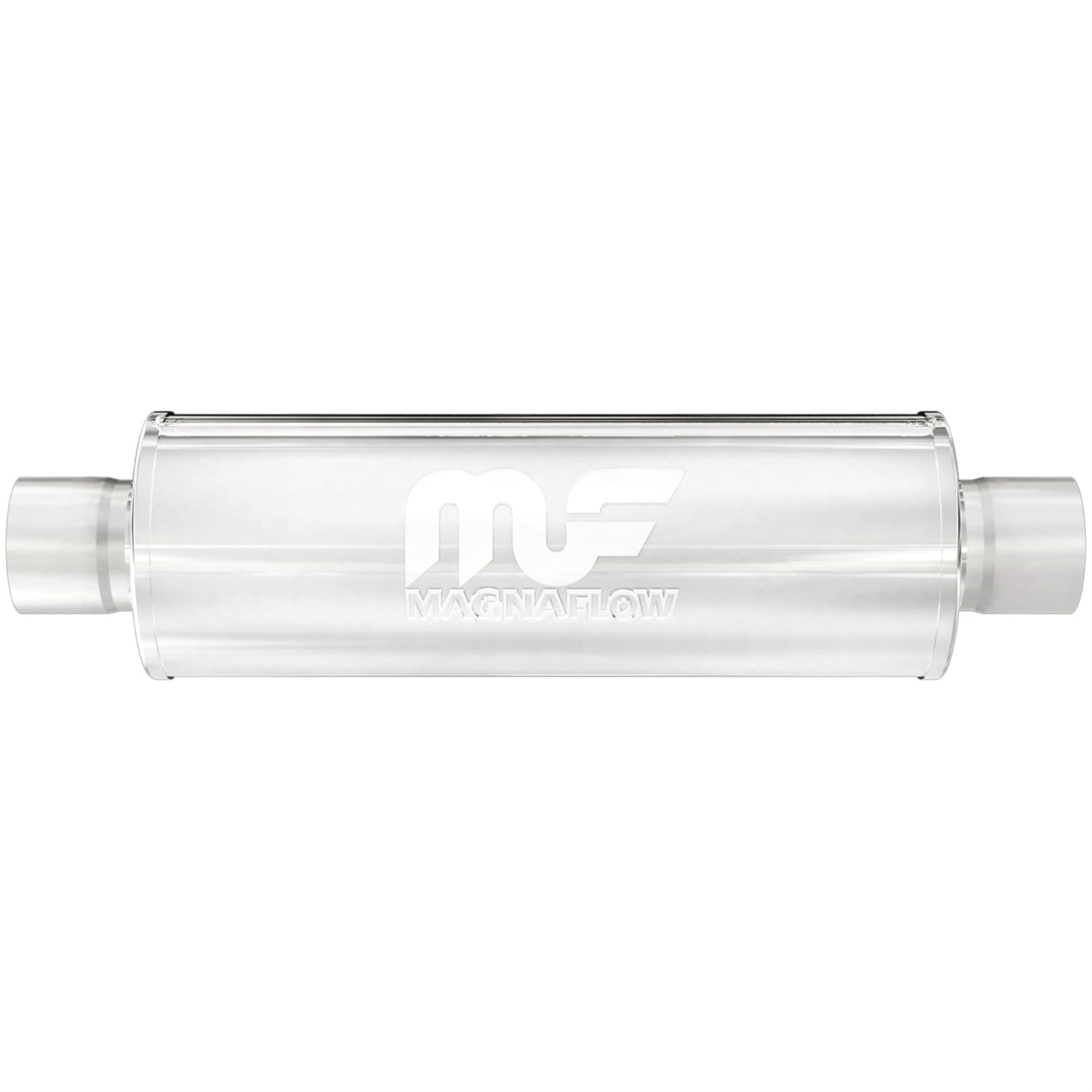 Magnaflow Performance Exhaust Muffler 14419: 3'/3' Inlet/Outlet, 4X4X14' Round, Stainless Steel, Brushed Finish