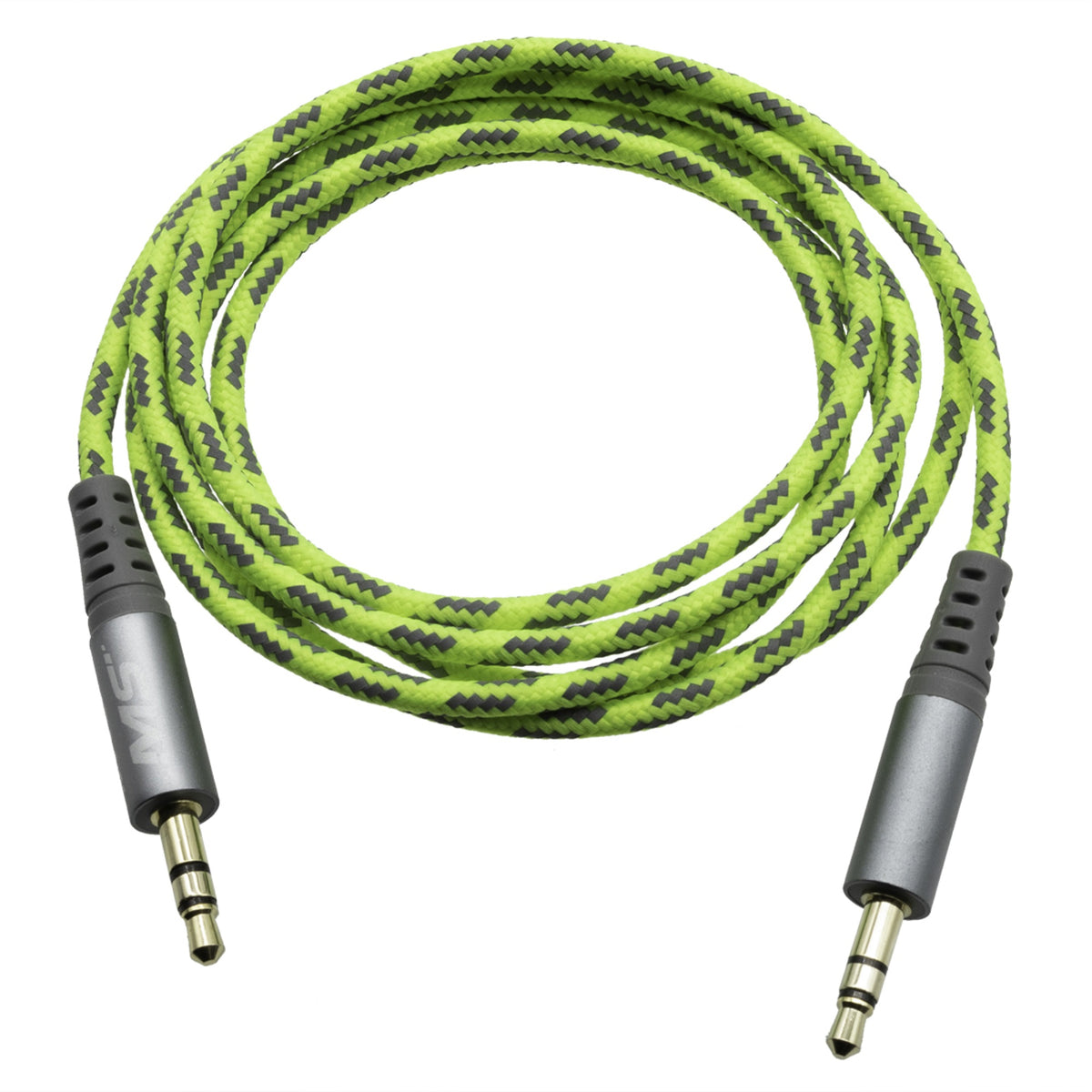 Mobilespec Hi-Vis Yellow 4Ft Auxiliary Cable Mbshv0402 - Tangle-Free 3.5Mm Audio Cable For Car Truck Home Office And Van Life