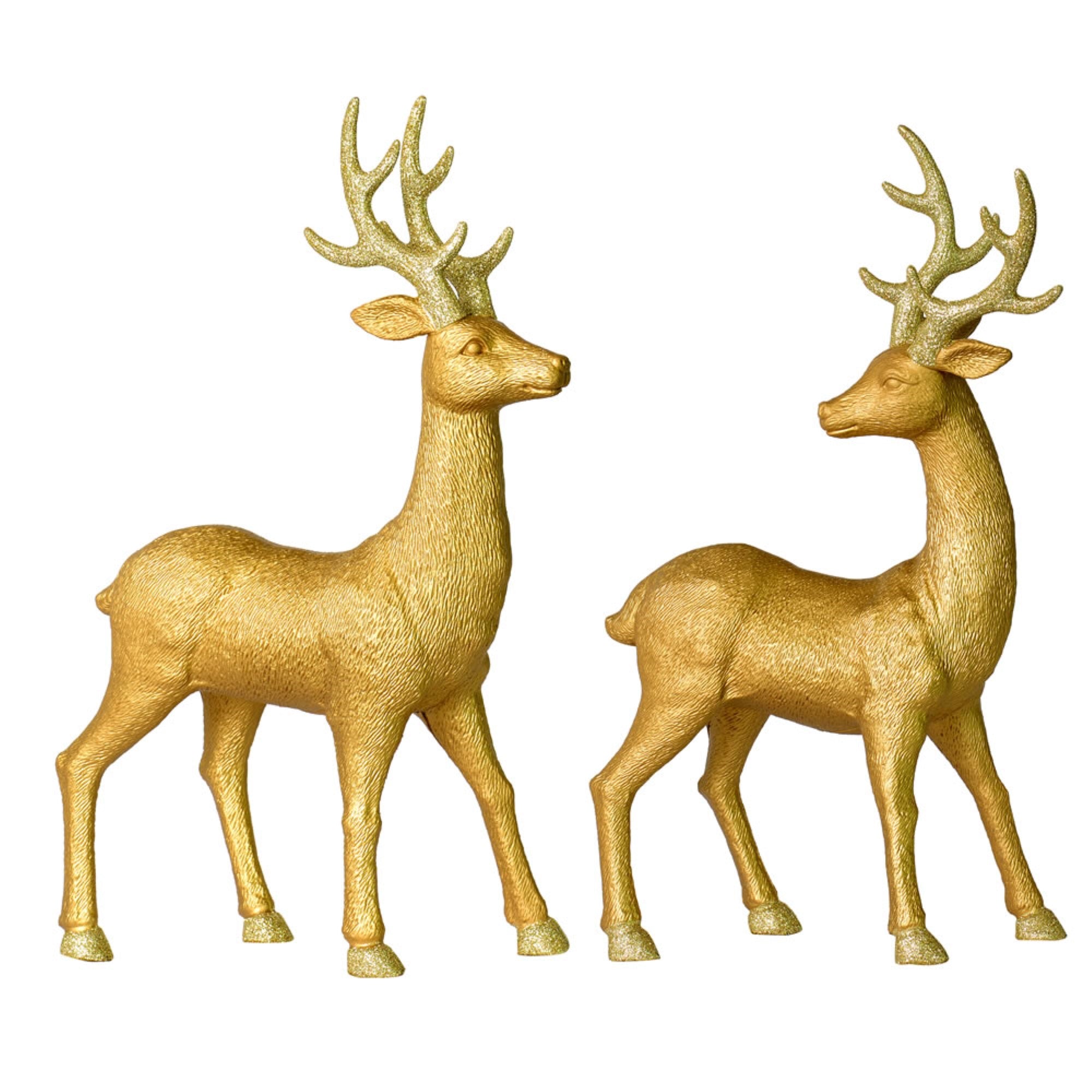 16.5” Champagne Deer w/Glitter 2/Set