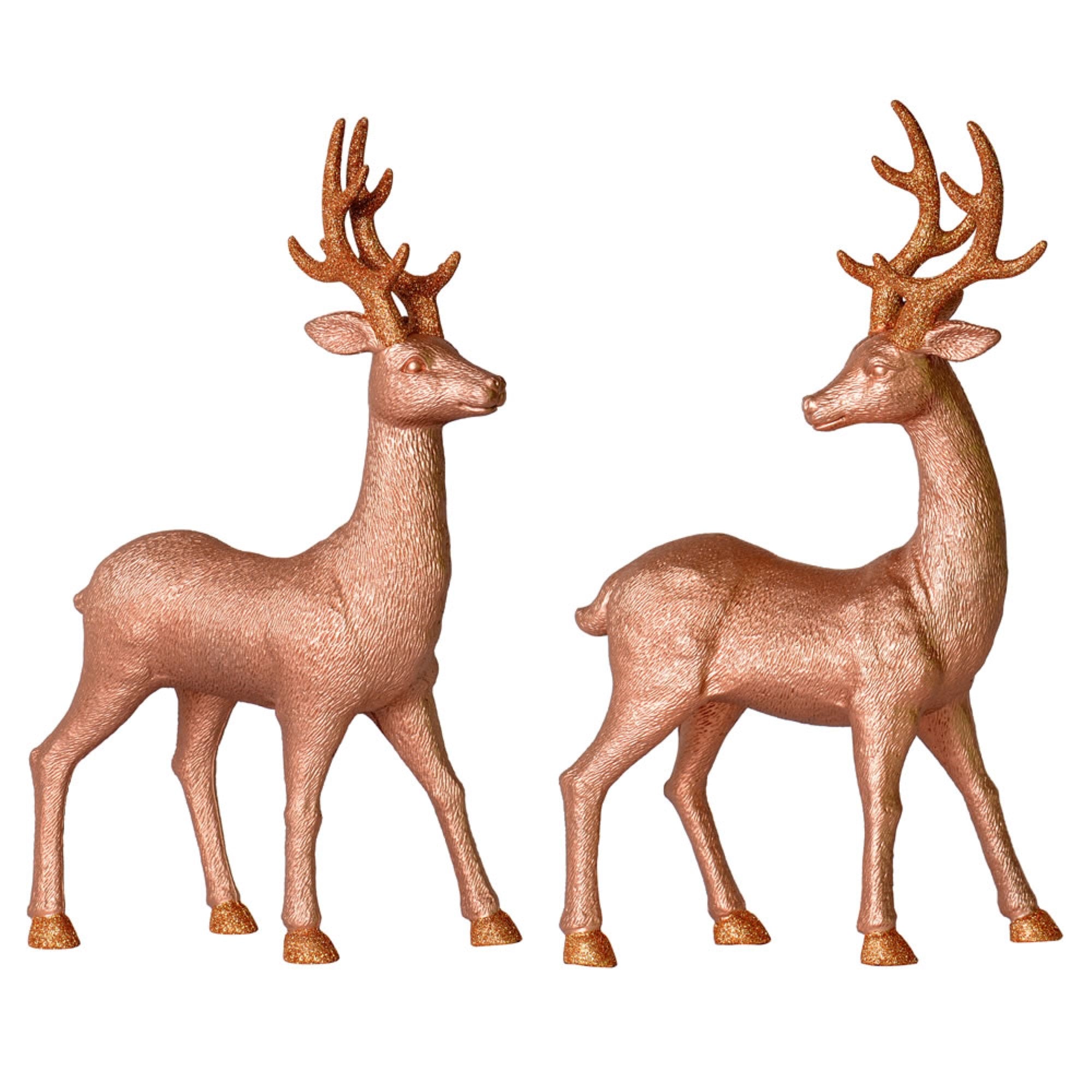 16.5” Rose Gold Deer w/Glitter 2/Set