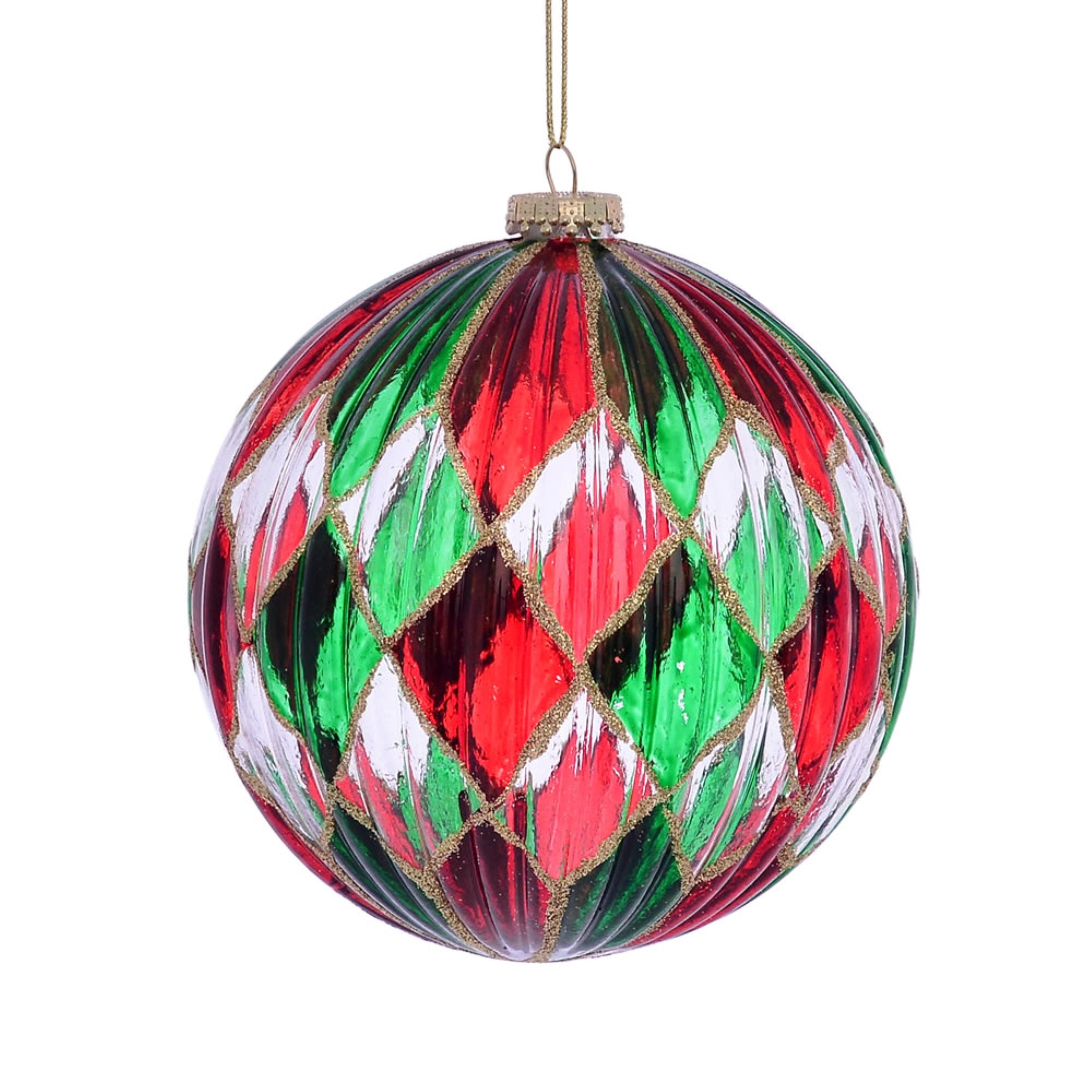 4.75” Red Green Clear Diamond Ball 3/Bg