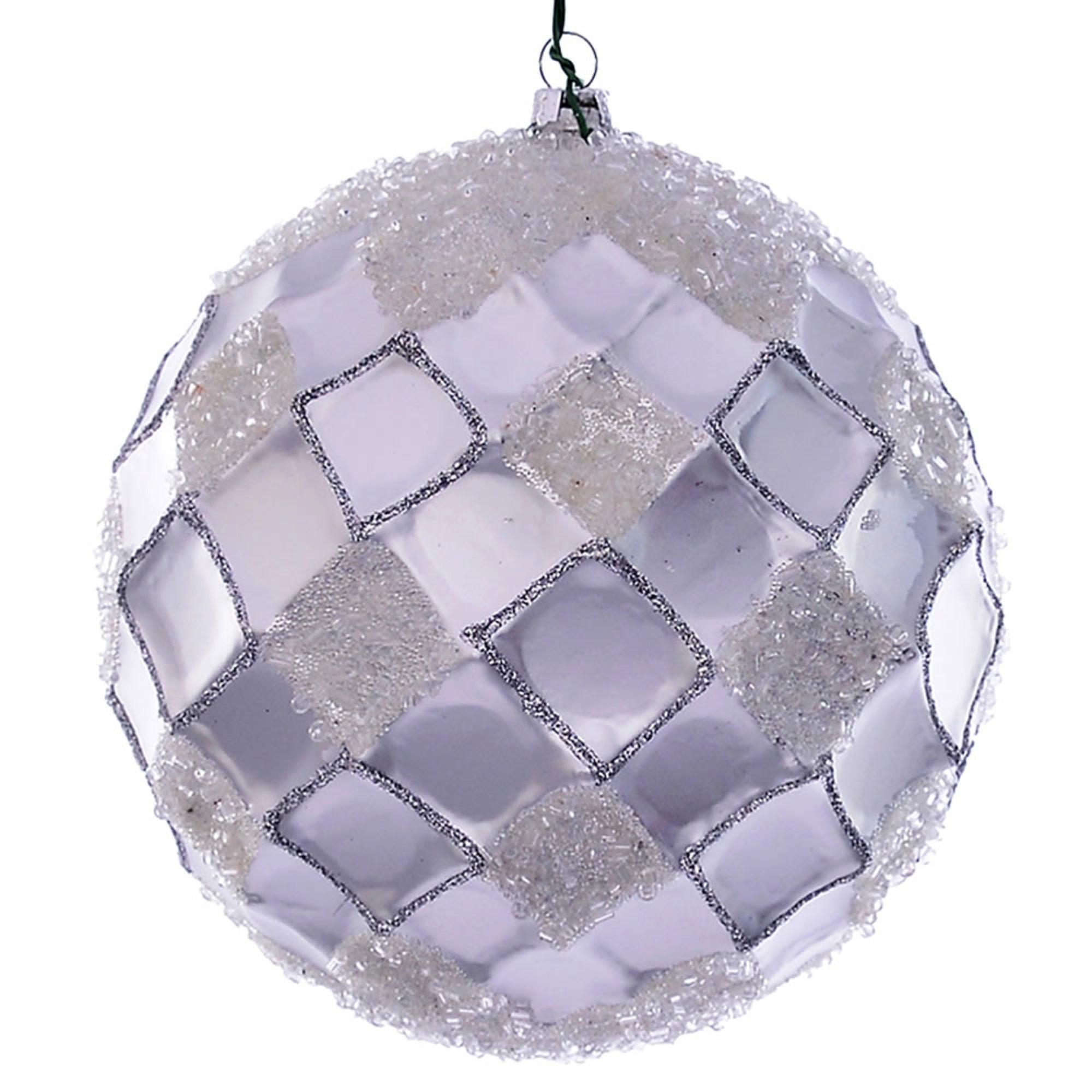 4.75” Silver Net Beaded Ball 3/Bag
