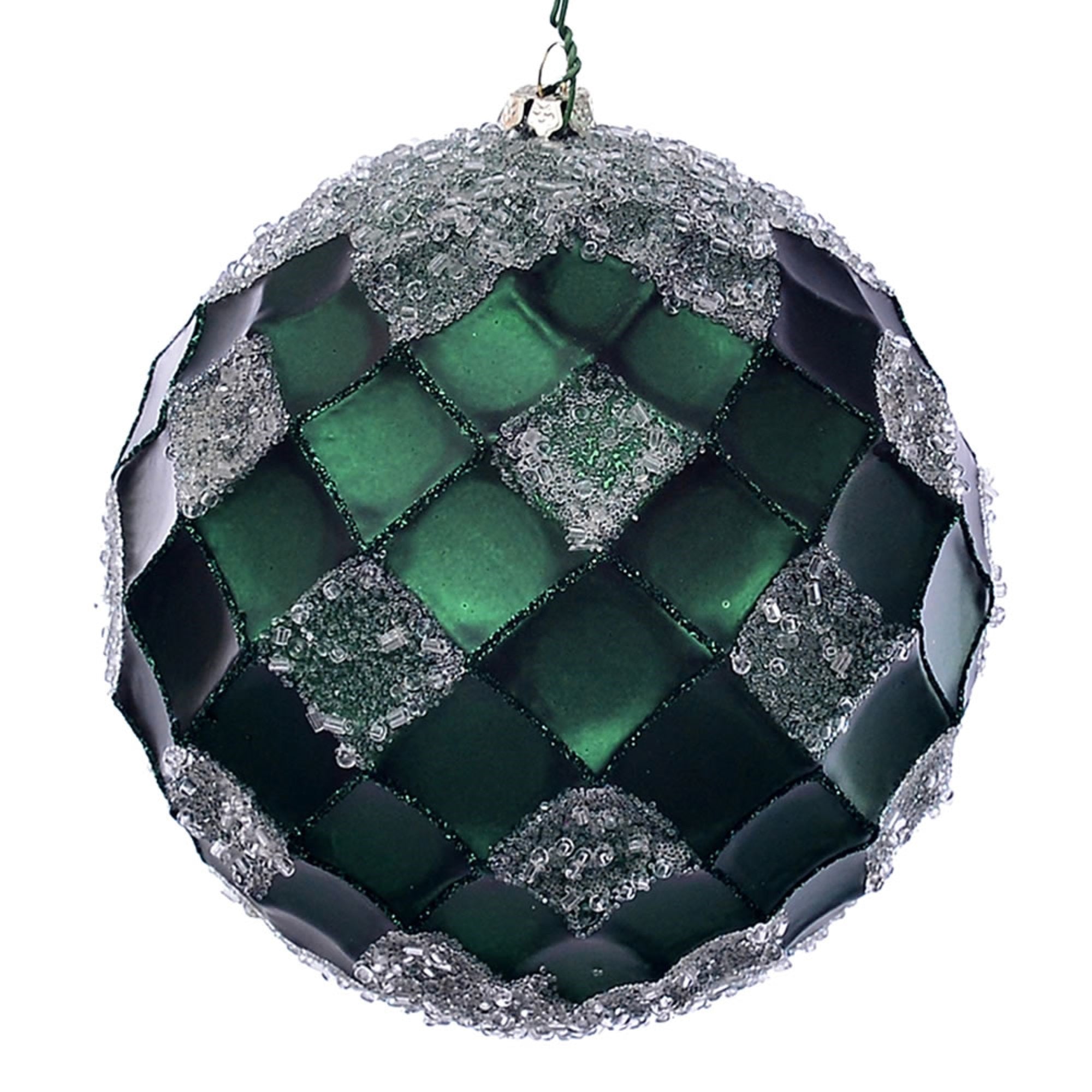 4.75” Emerald Net Beaded Ball 3/Bag