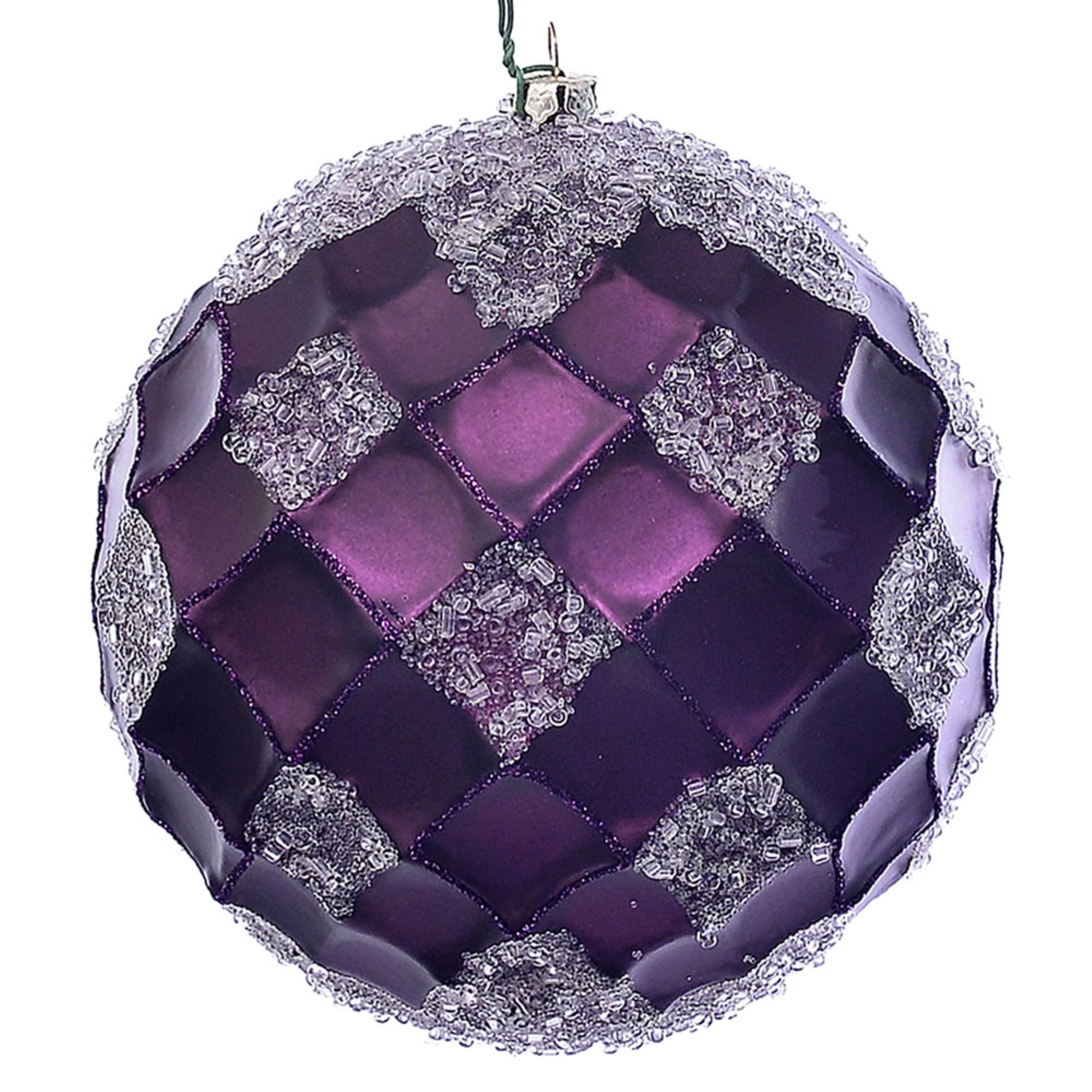 4.75” Plum Net Beaded Ball 3/Bag