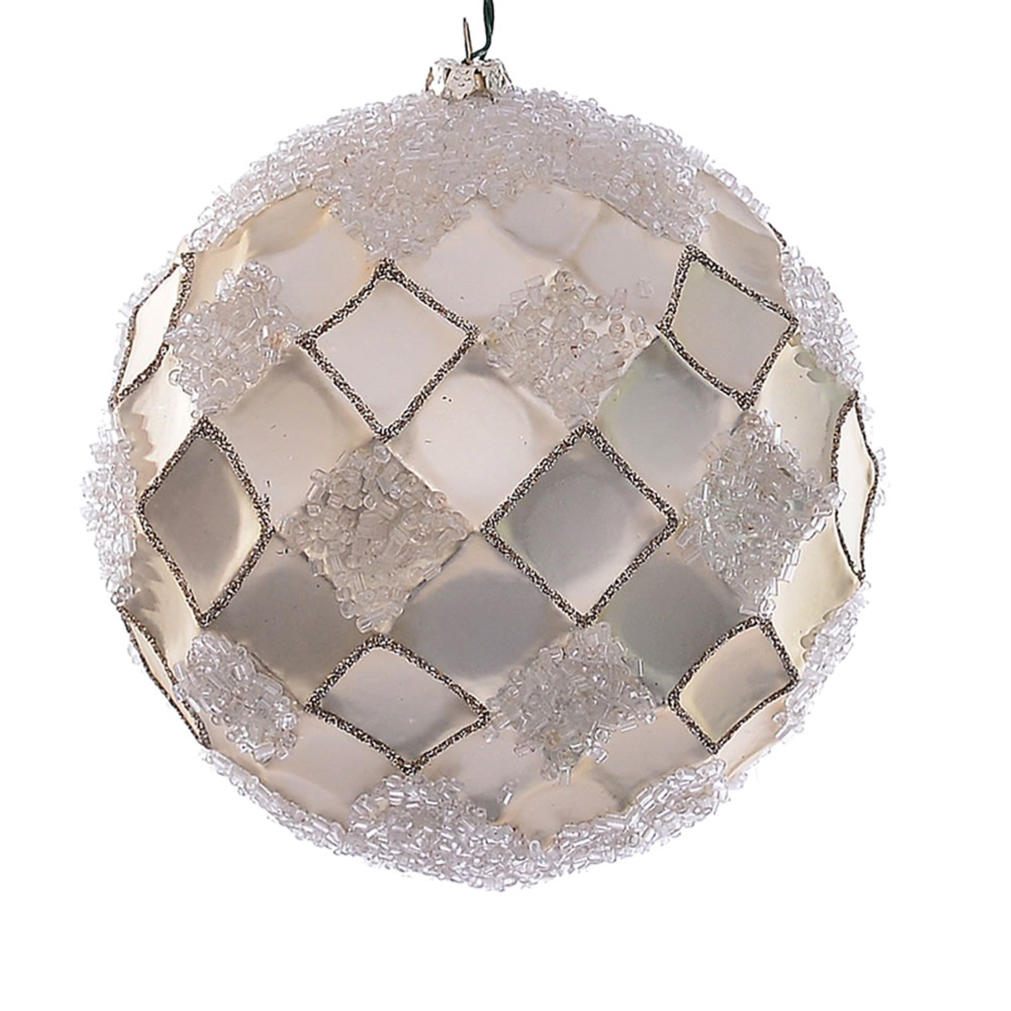 4.75” Champagne Net Beaded Ball 3/Bag