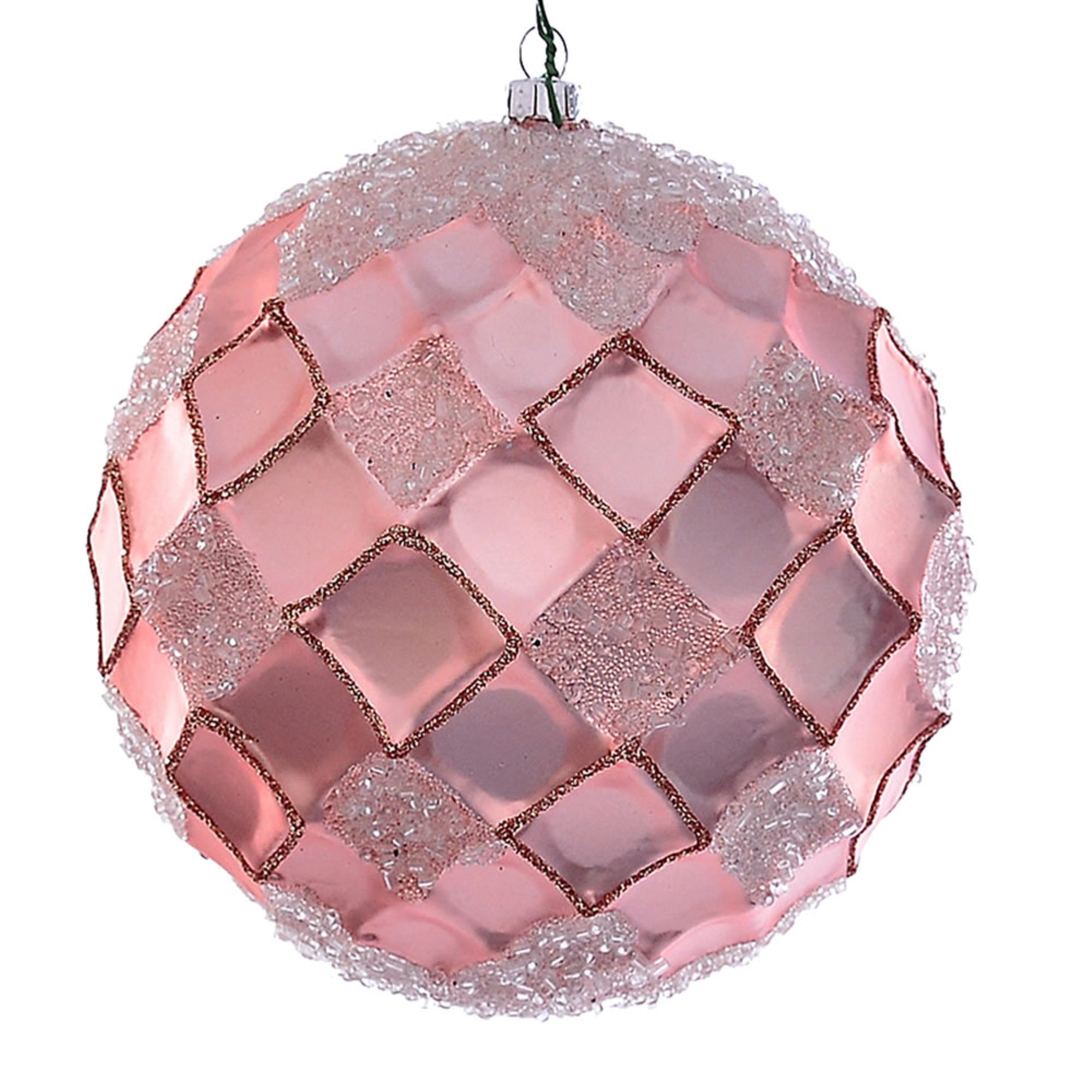 4.75” Rose Gold Net Beaded Ball 3/Bag