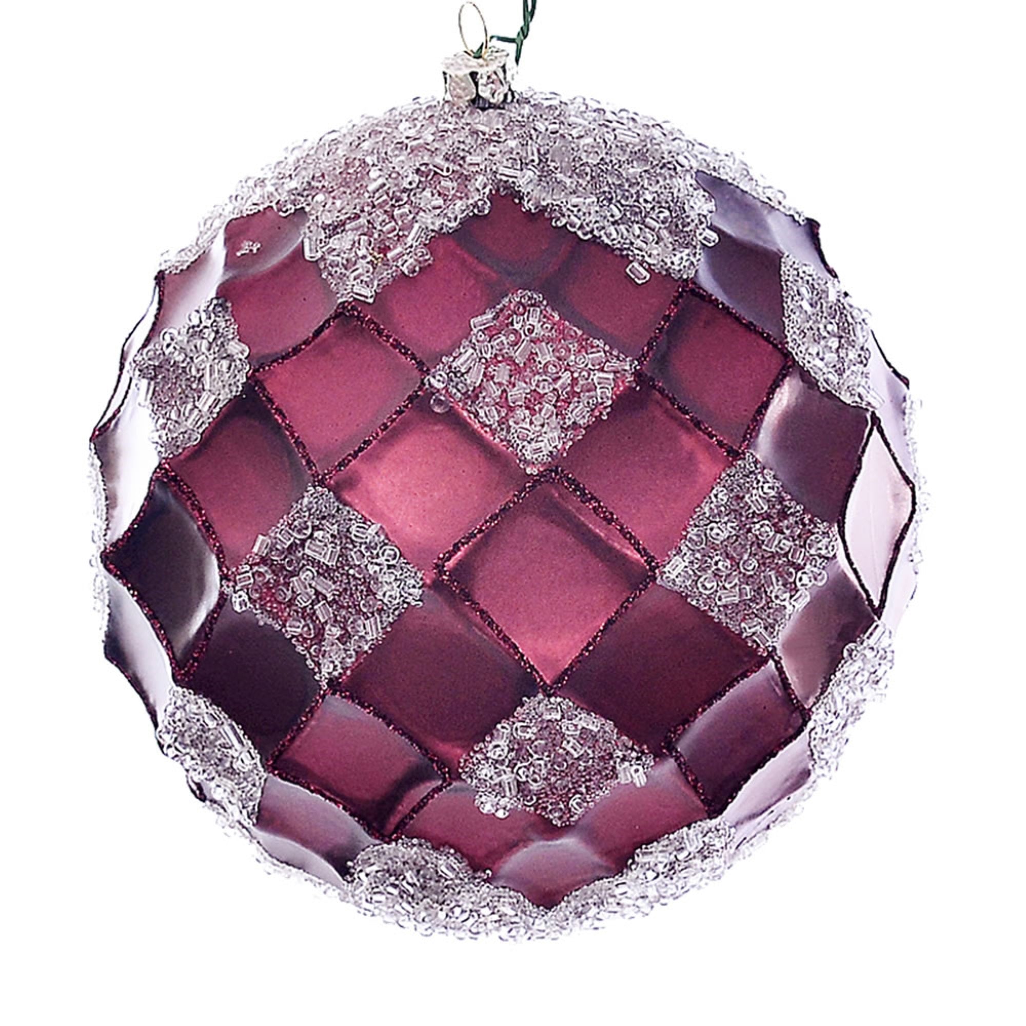 4.75” Burgundy Net Beaded Ball 3/Bag