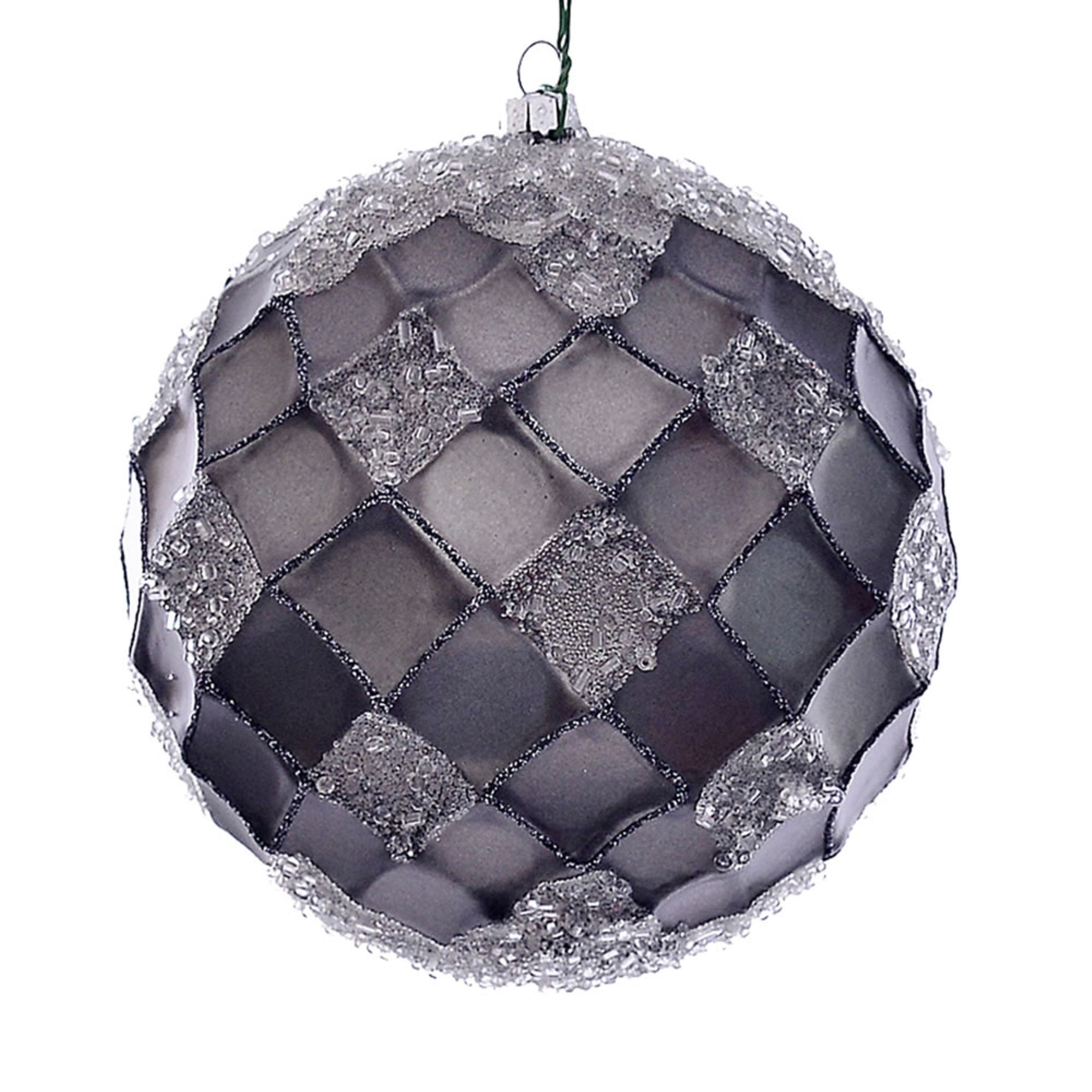 4.75” Pewter Net Beaded Ball 3/Bag