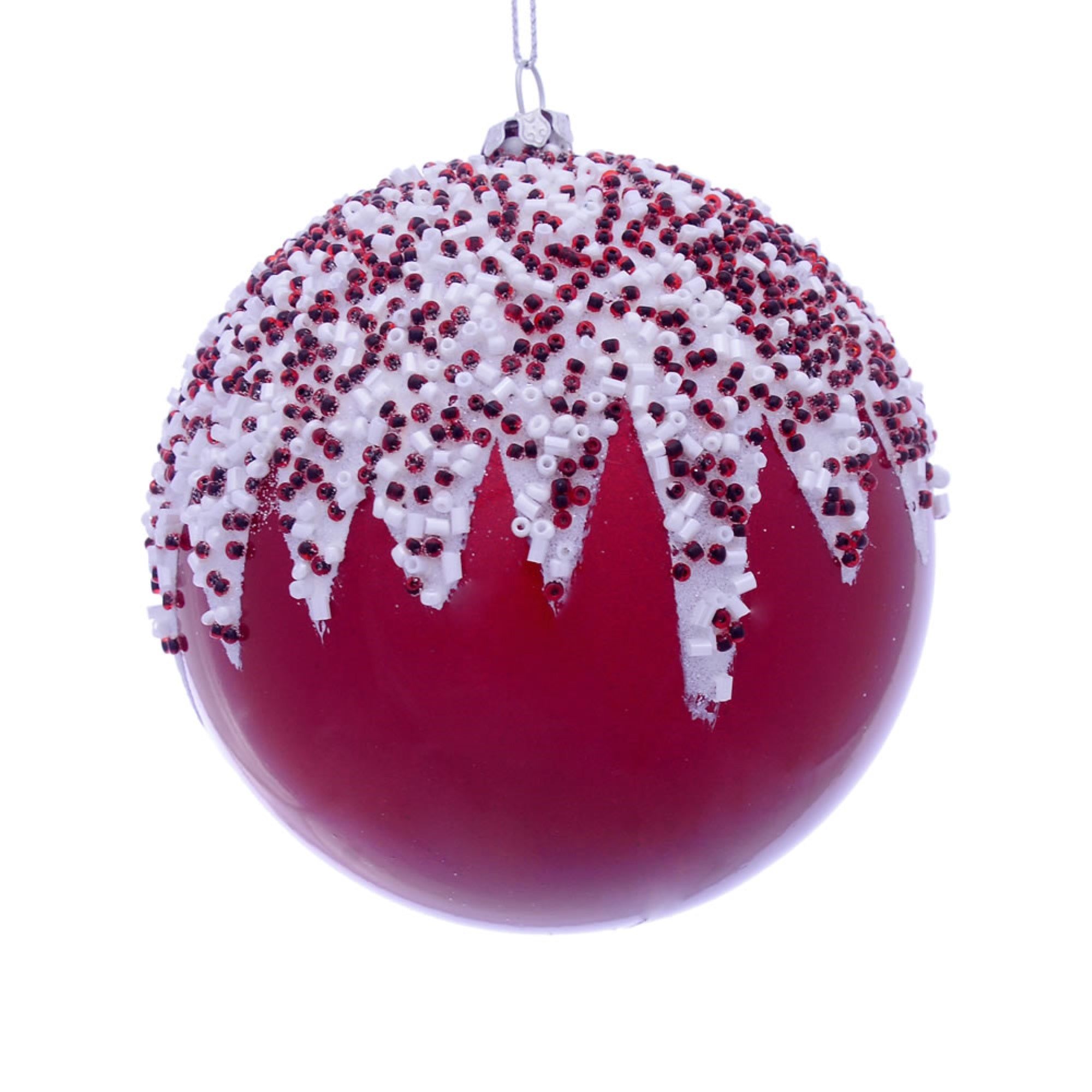 4.75” Red Beaded Candy Ornament 2/Box