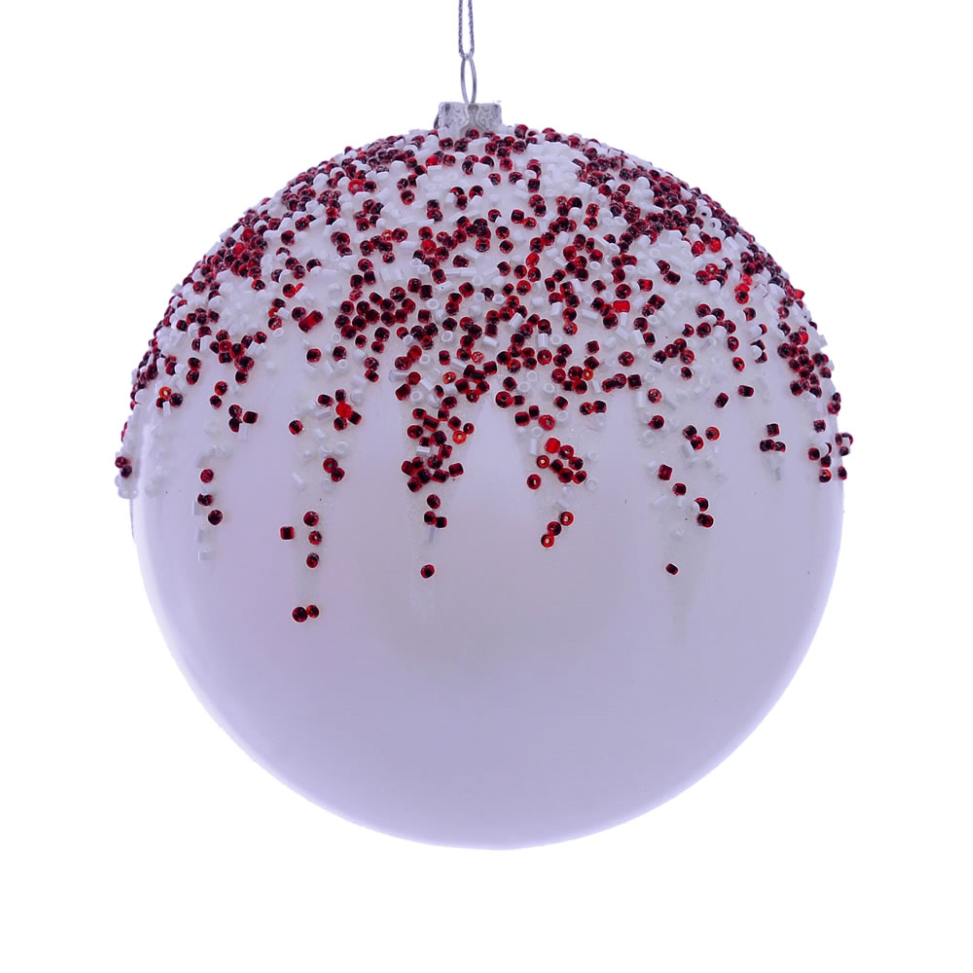 4.75” White Beaded Candy Ornament 2/Box